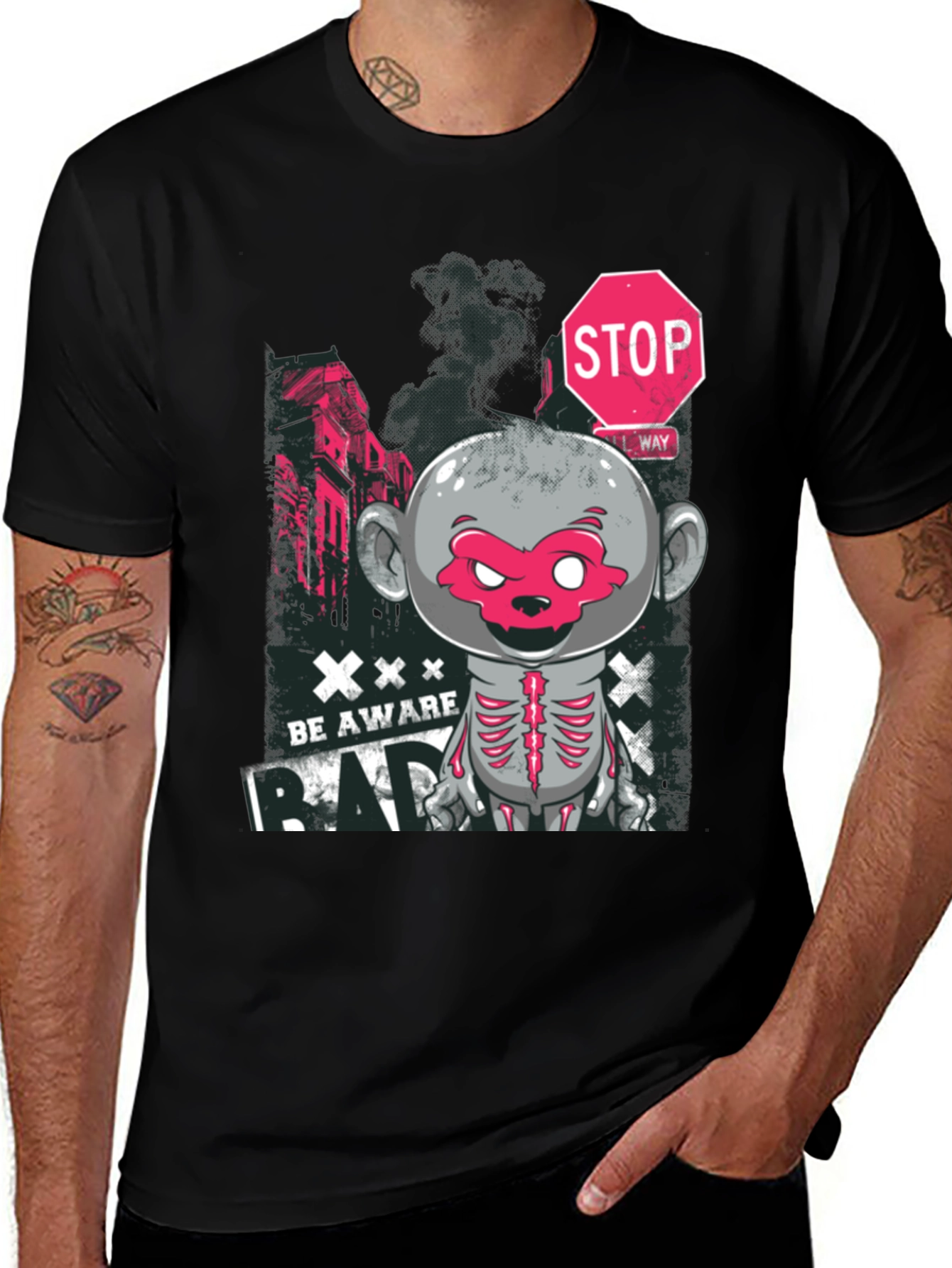 Be Aware Bad Monkey Graphic T-Shirt