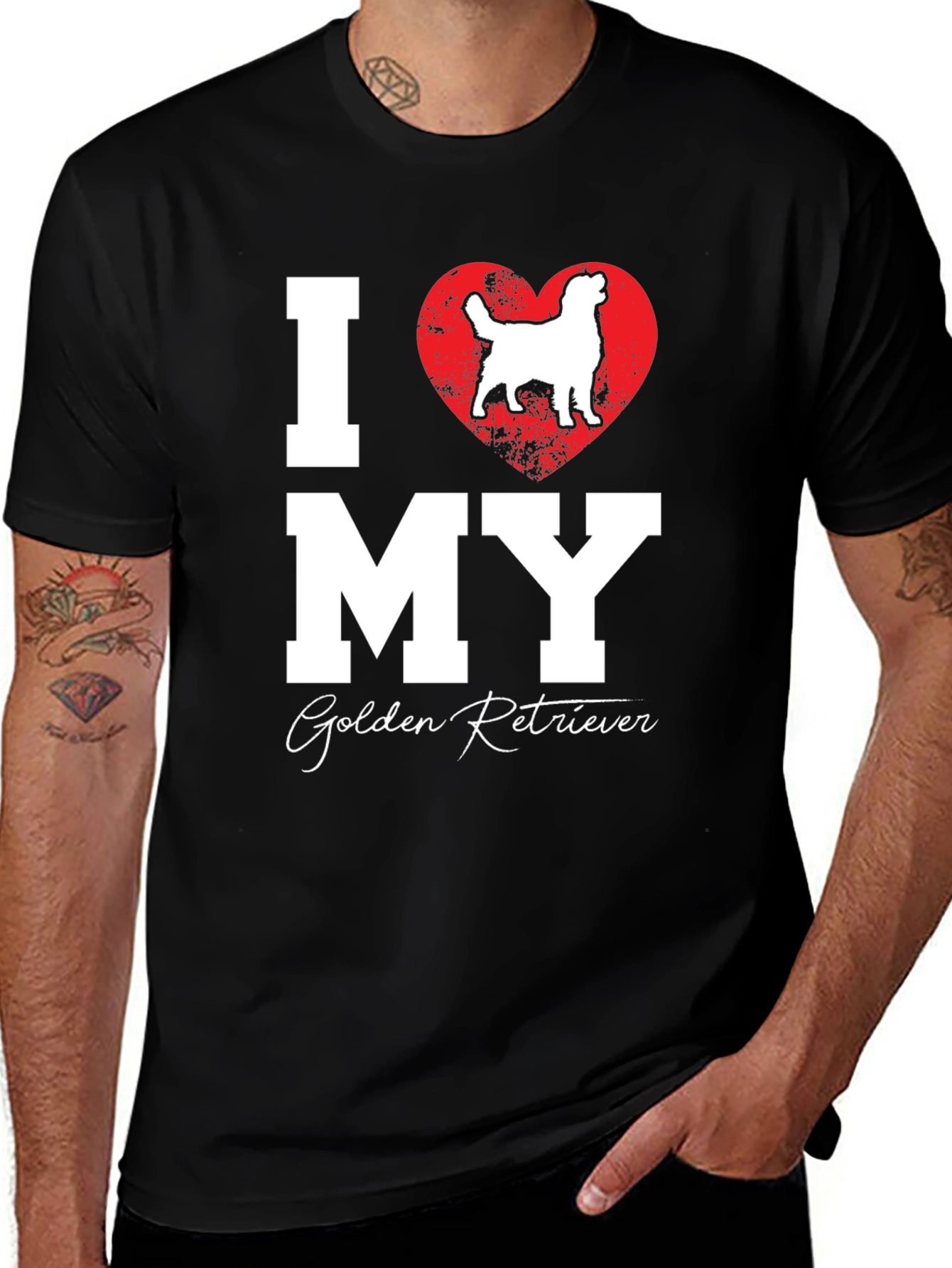 Variant 21 of I Love My Golden Retriever Black T-Shirt