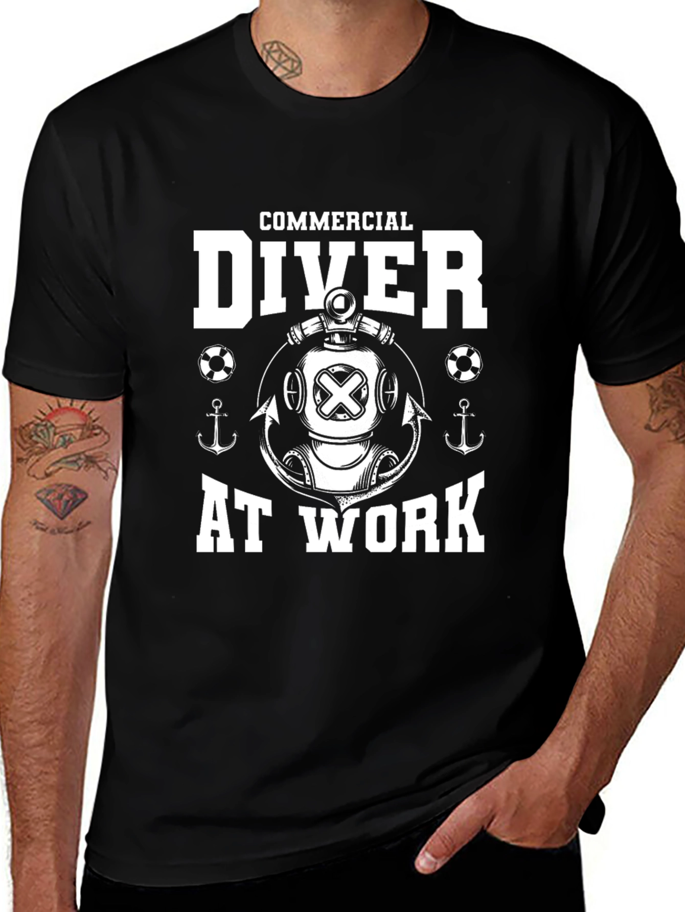 Variant 23 of Commercial Diver At Work Graphic Tee - Premium Black T-Shirt