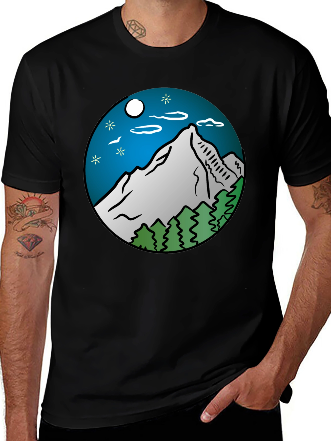 Variant 11 of Mountain Night T-Shirt - Nature Graphic Tee