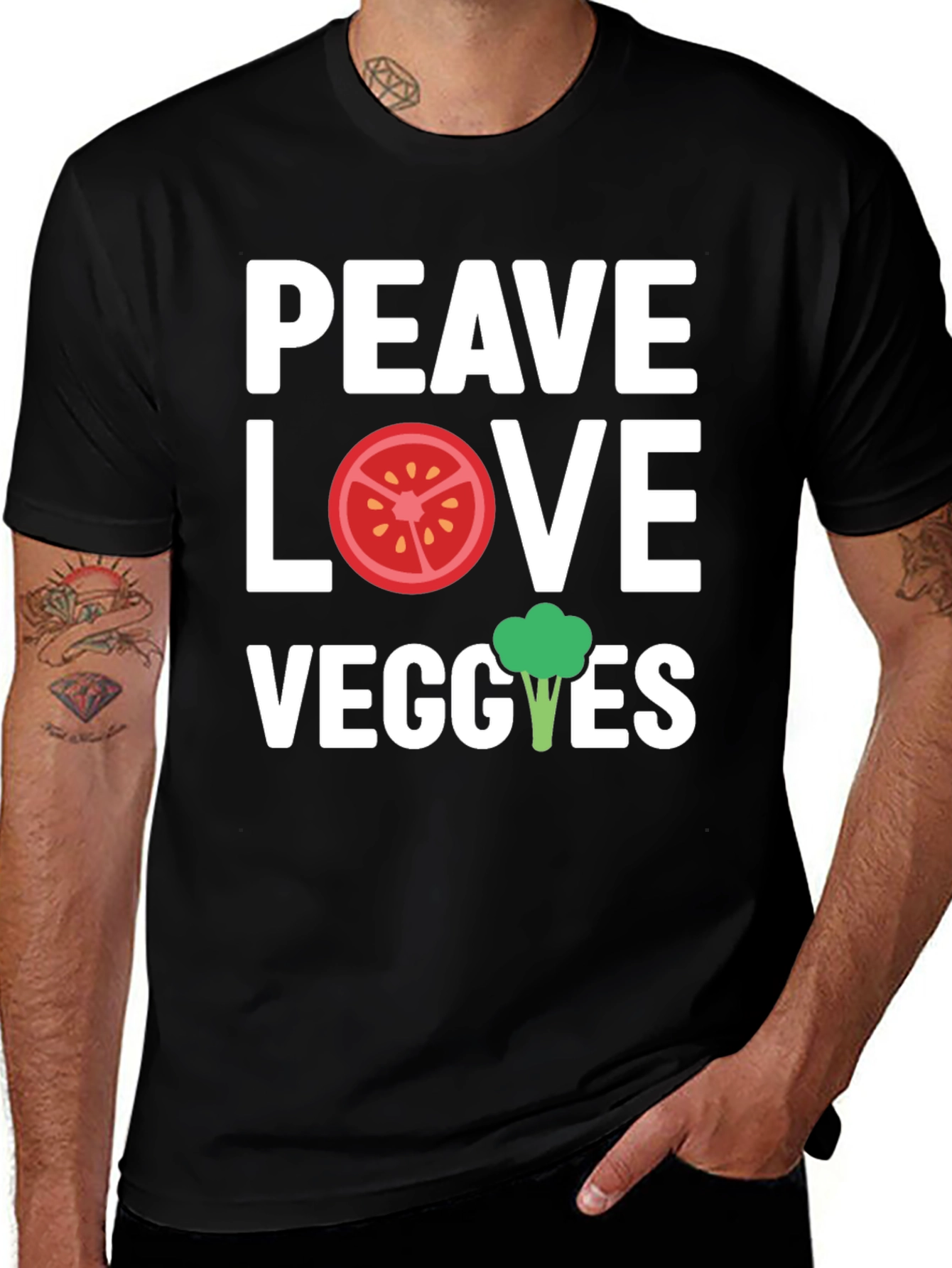 Peace Love Veggies Graphic T-Shirt
