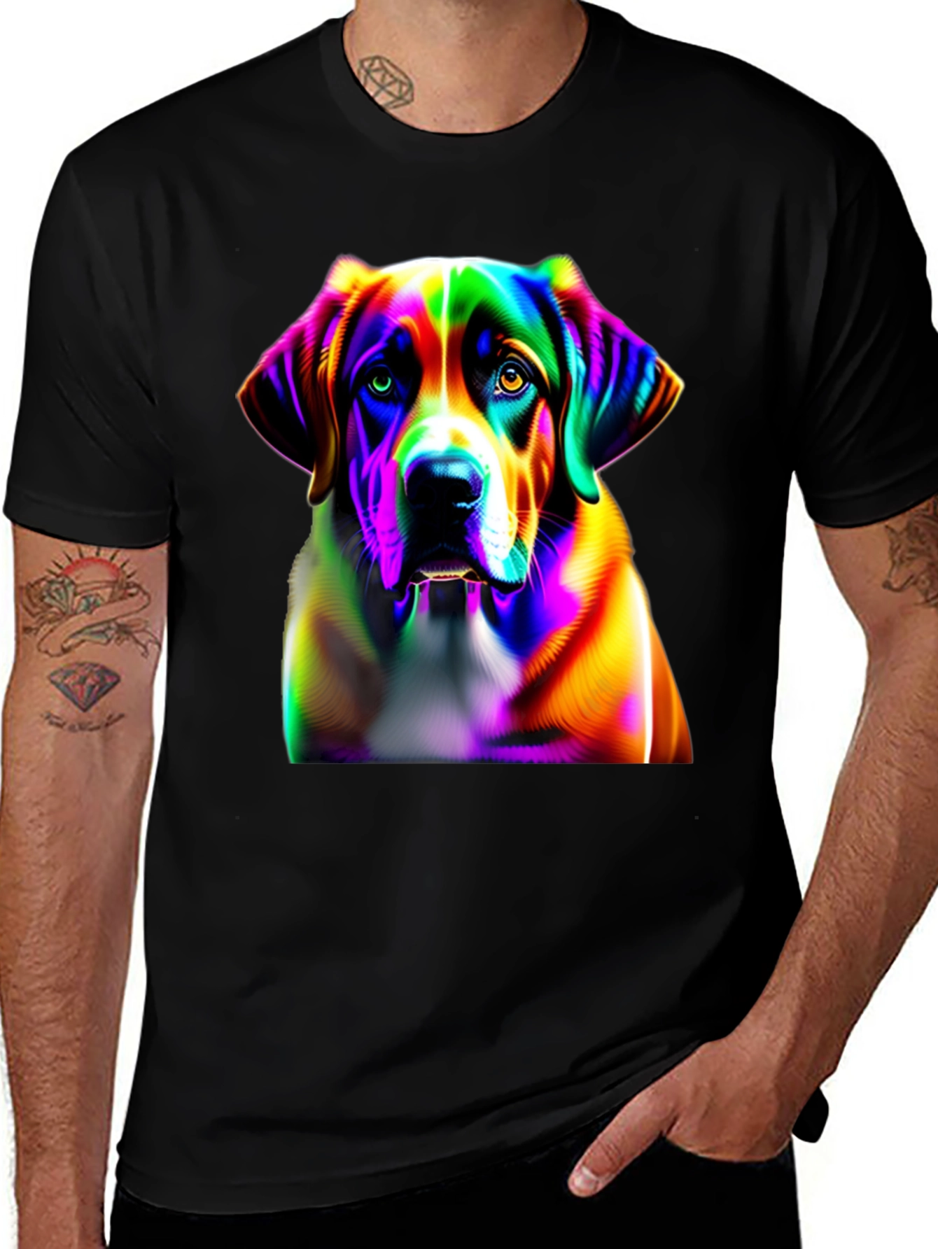 Variant 3 of Rainbow Dog Graphic Tee - Unique Artistic Design