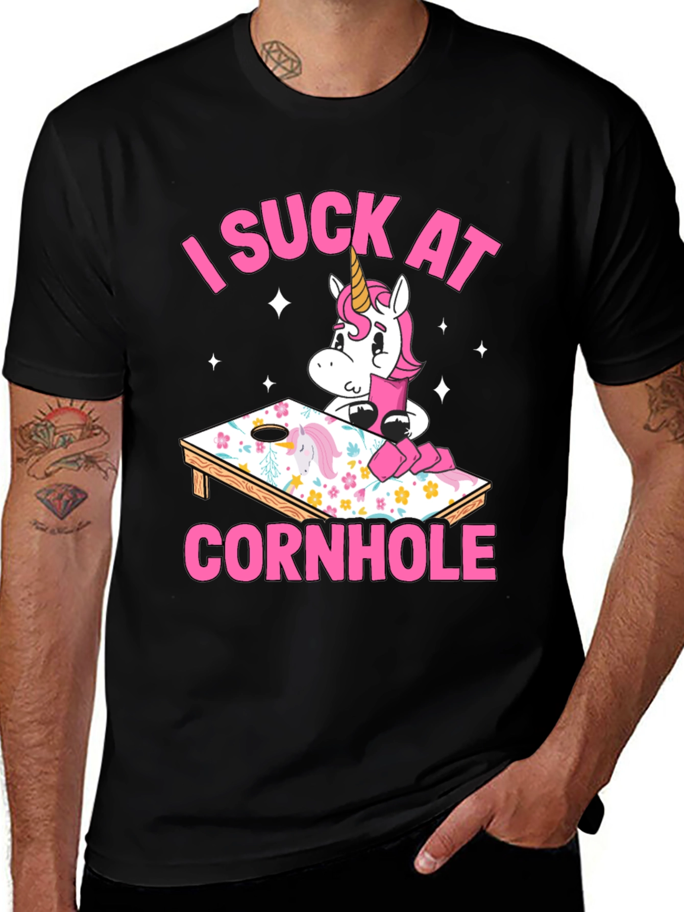 Variant 8 of I Suck at Cornhole Unicorn T-Shirt