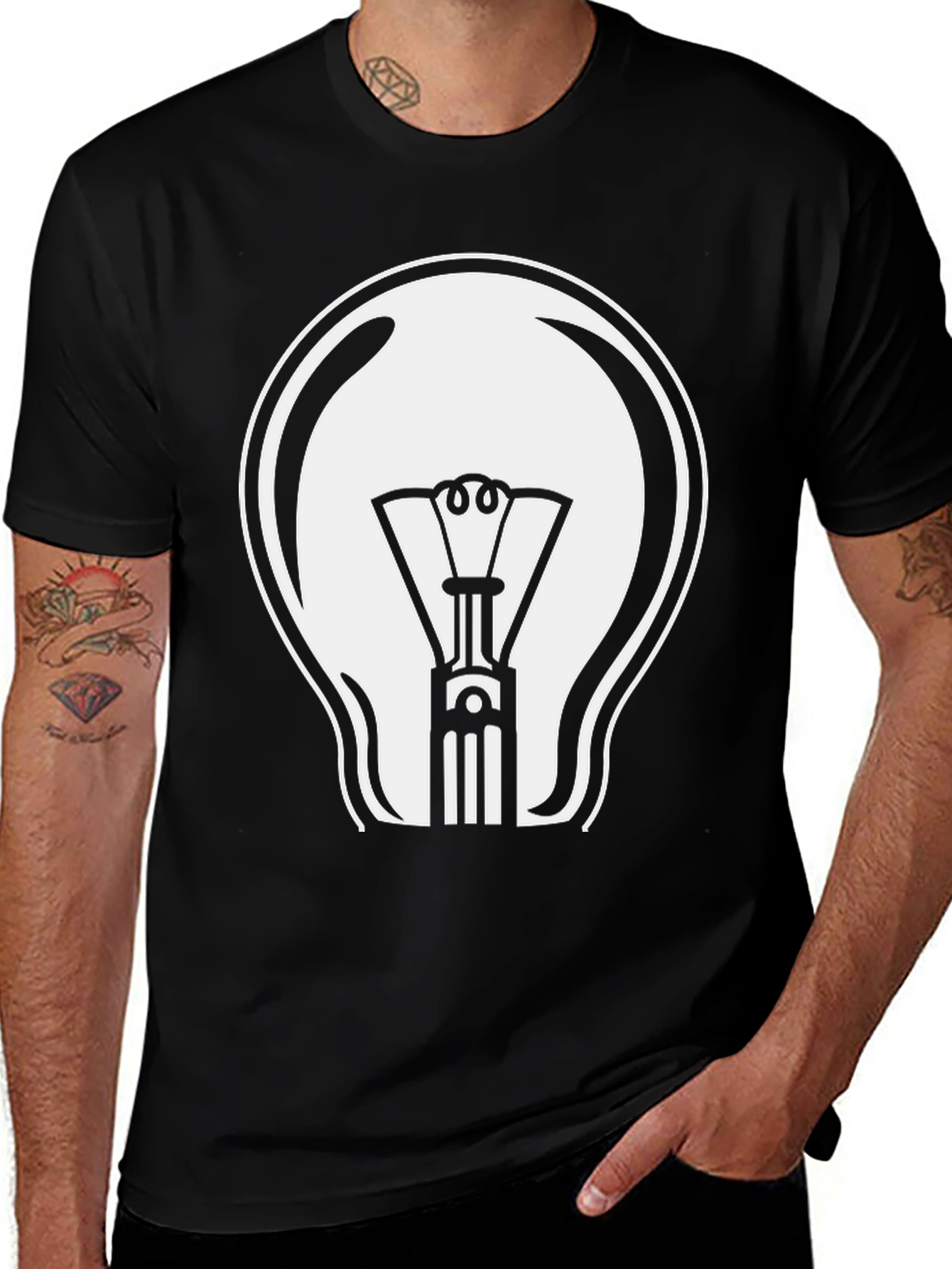 Variant 26 of Bright Idea Graphic T-Shirt - Black Cotton Tee