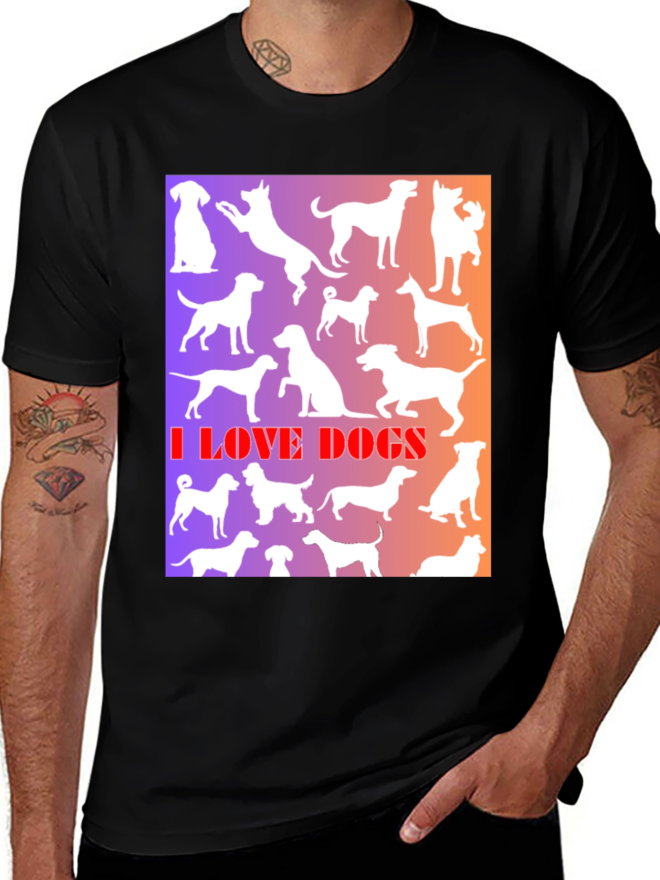 I Love Dogs Graphic Print T-Shirt