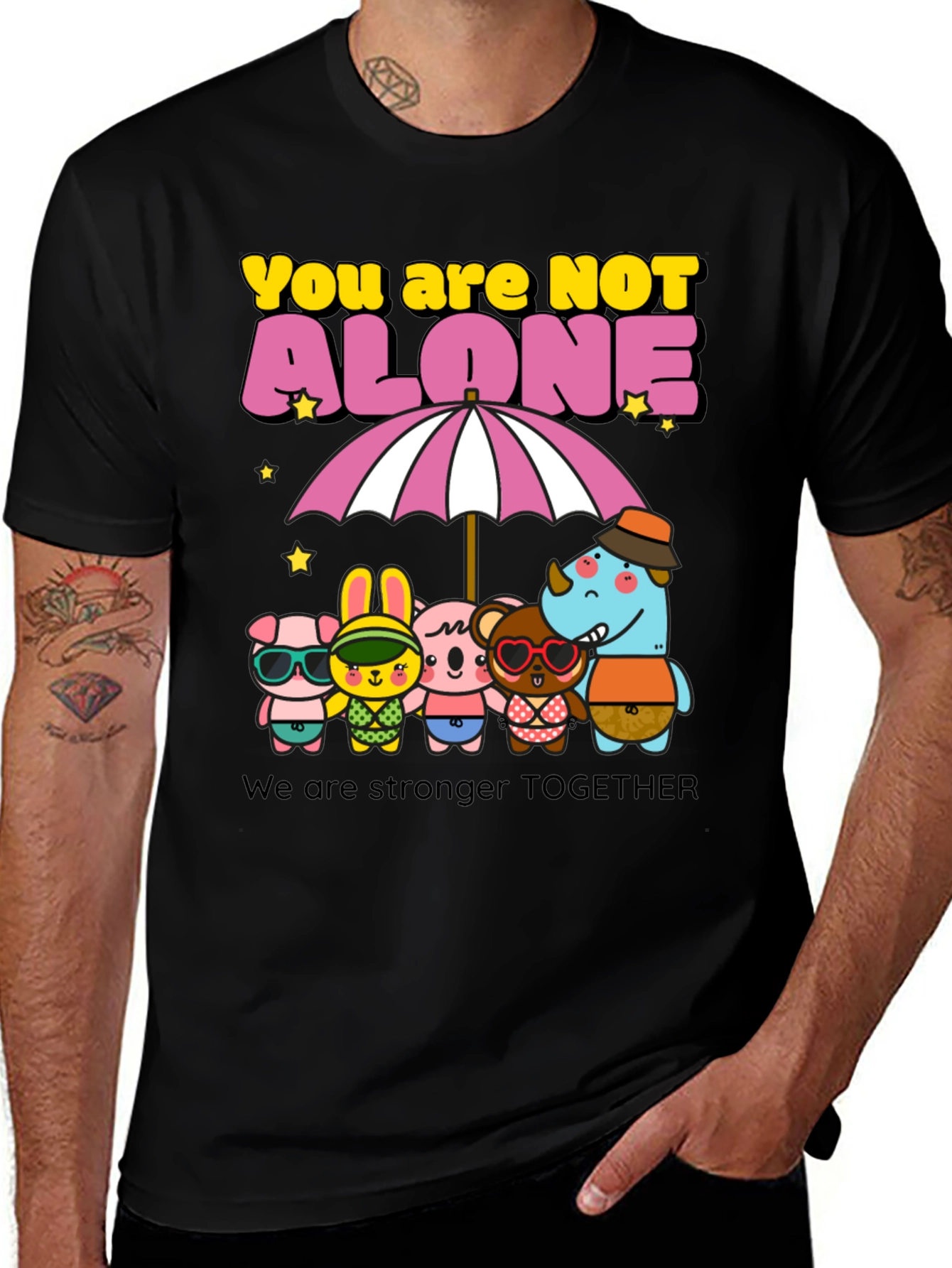 Black You Are Not Alone Graphic Tee main image