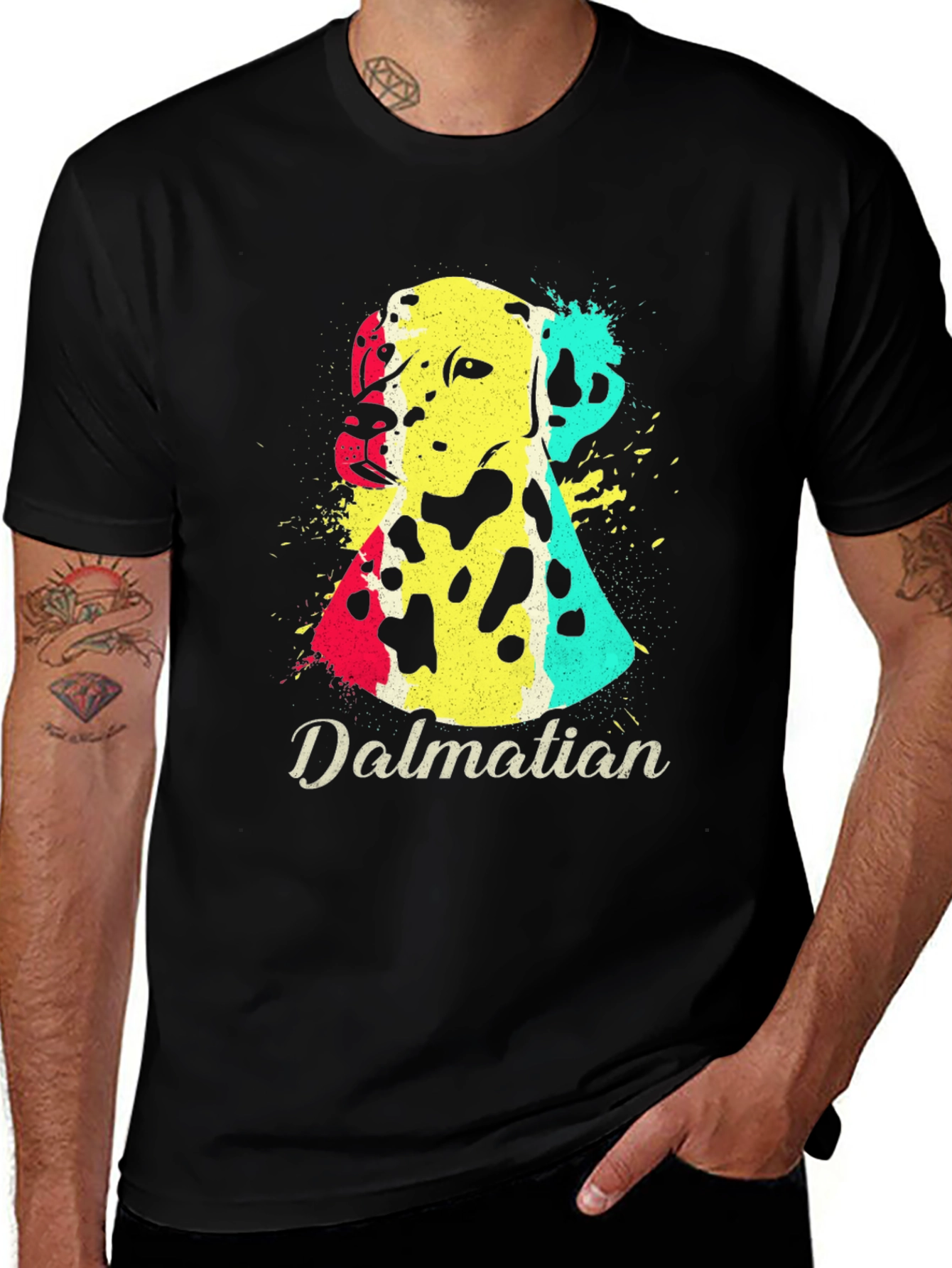 Variant 23 of Dalmatian Dog Graphic Print Men's Black T-Shirt
