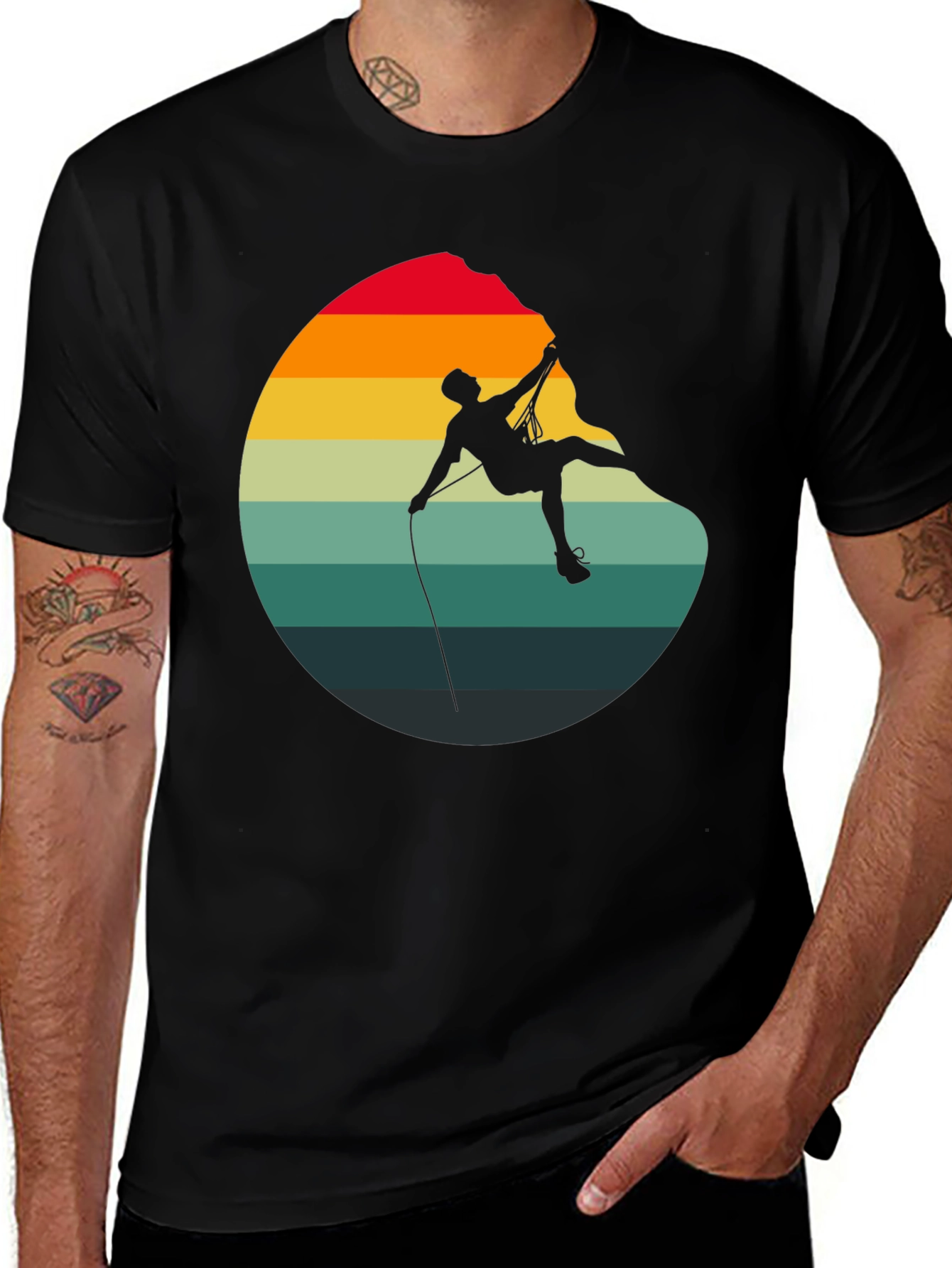 Variant 29 of Retro Rock Climbing Graphic Tee - Black
