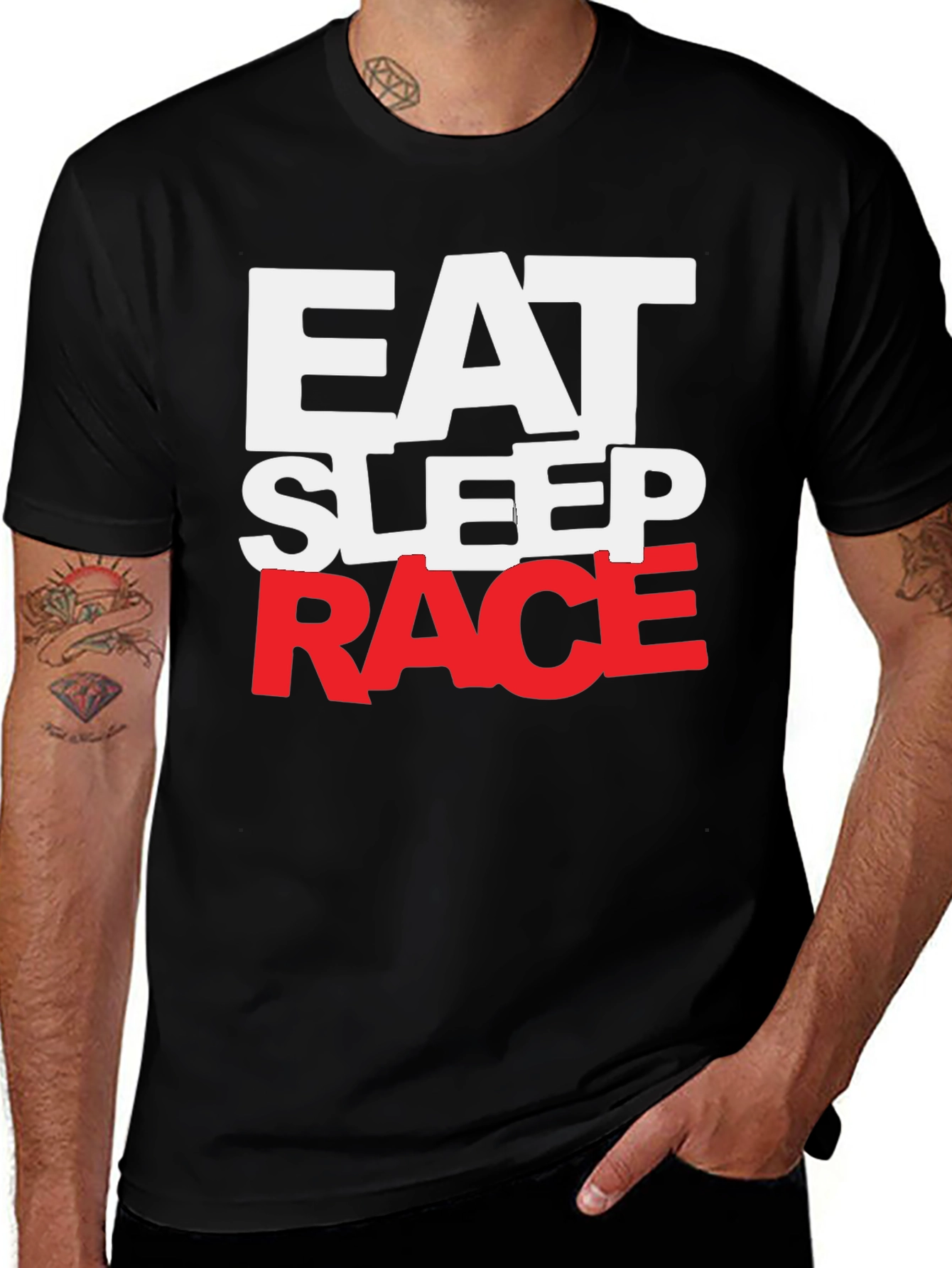 Variant 11 of Eat Sleep Race Graphic Tee - Black Cotton Blend