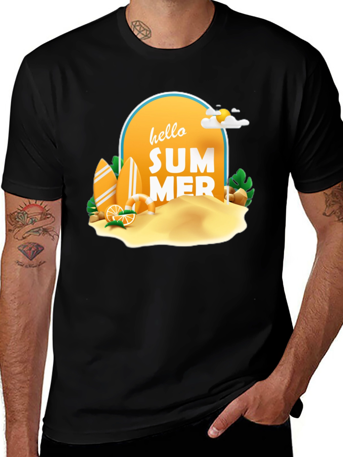 Variant 21 of Hello Summer T-Shirt - Beach Vacation Tee