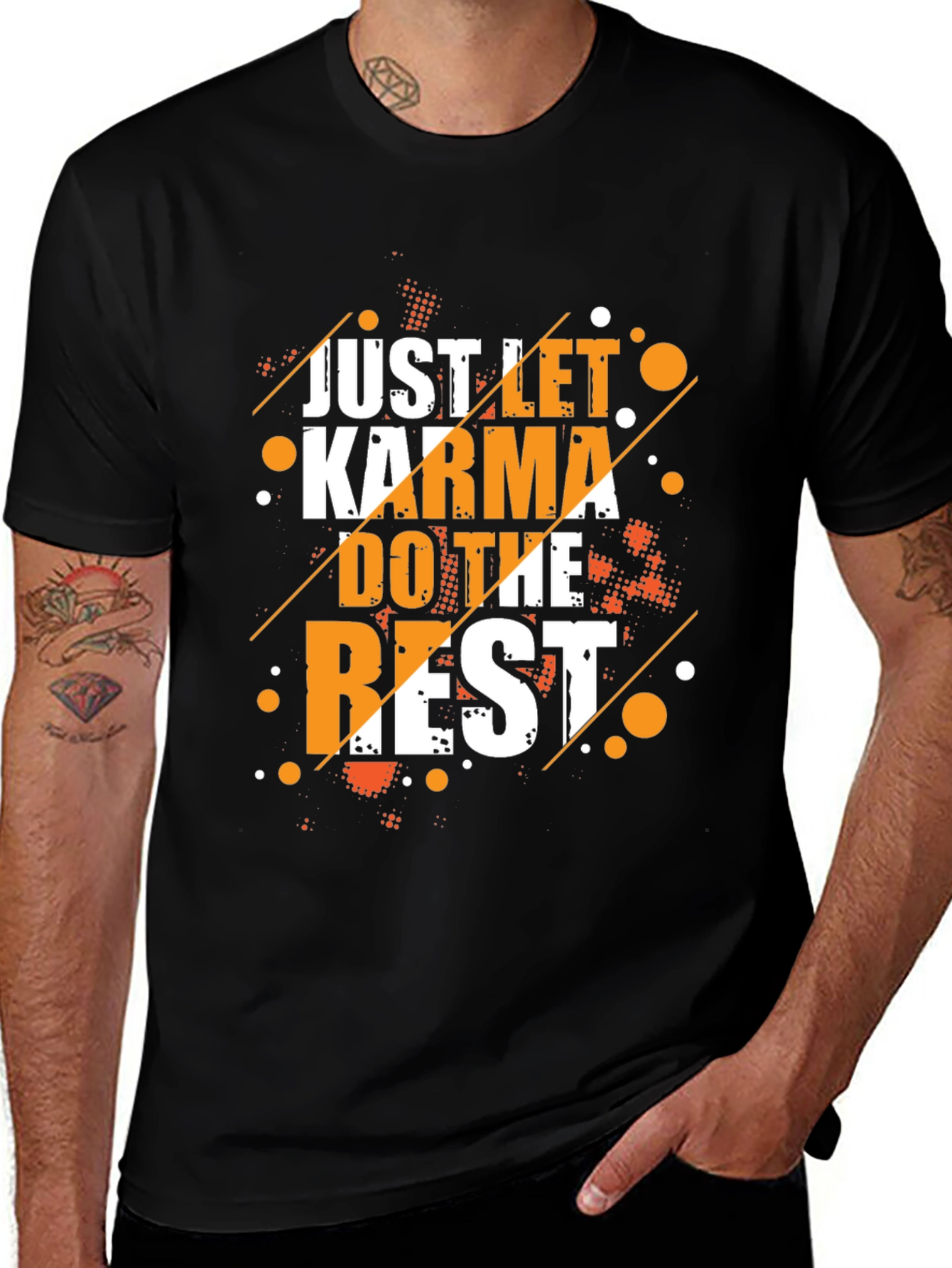 Variant 17 of Karma Graphic Print Crew Neck T-Shirt