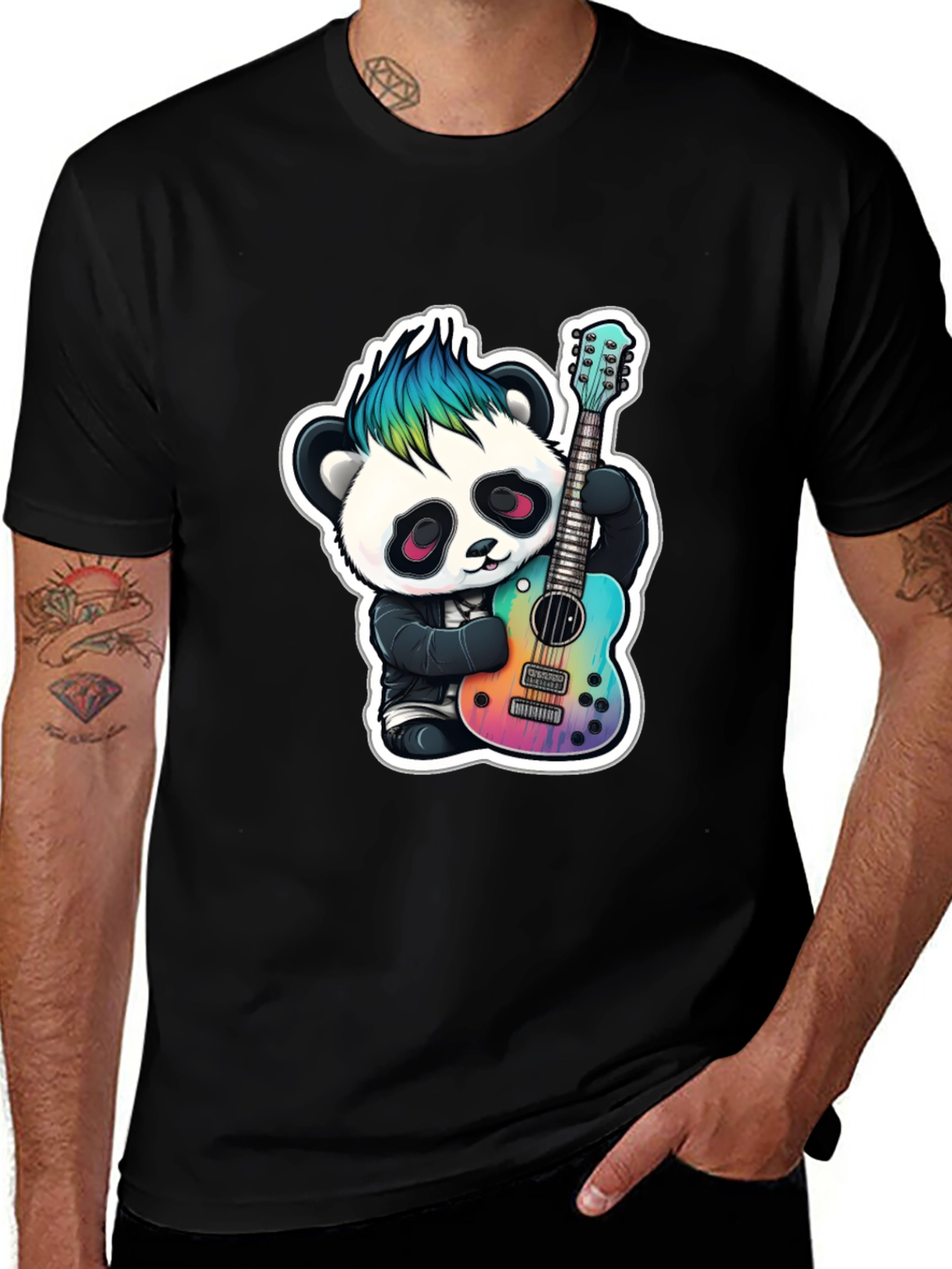 Variant 12 of Punk Panda Guitarist T-Shirt - Cool & Unique Design