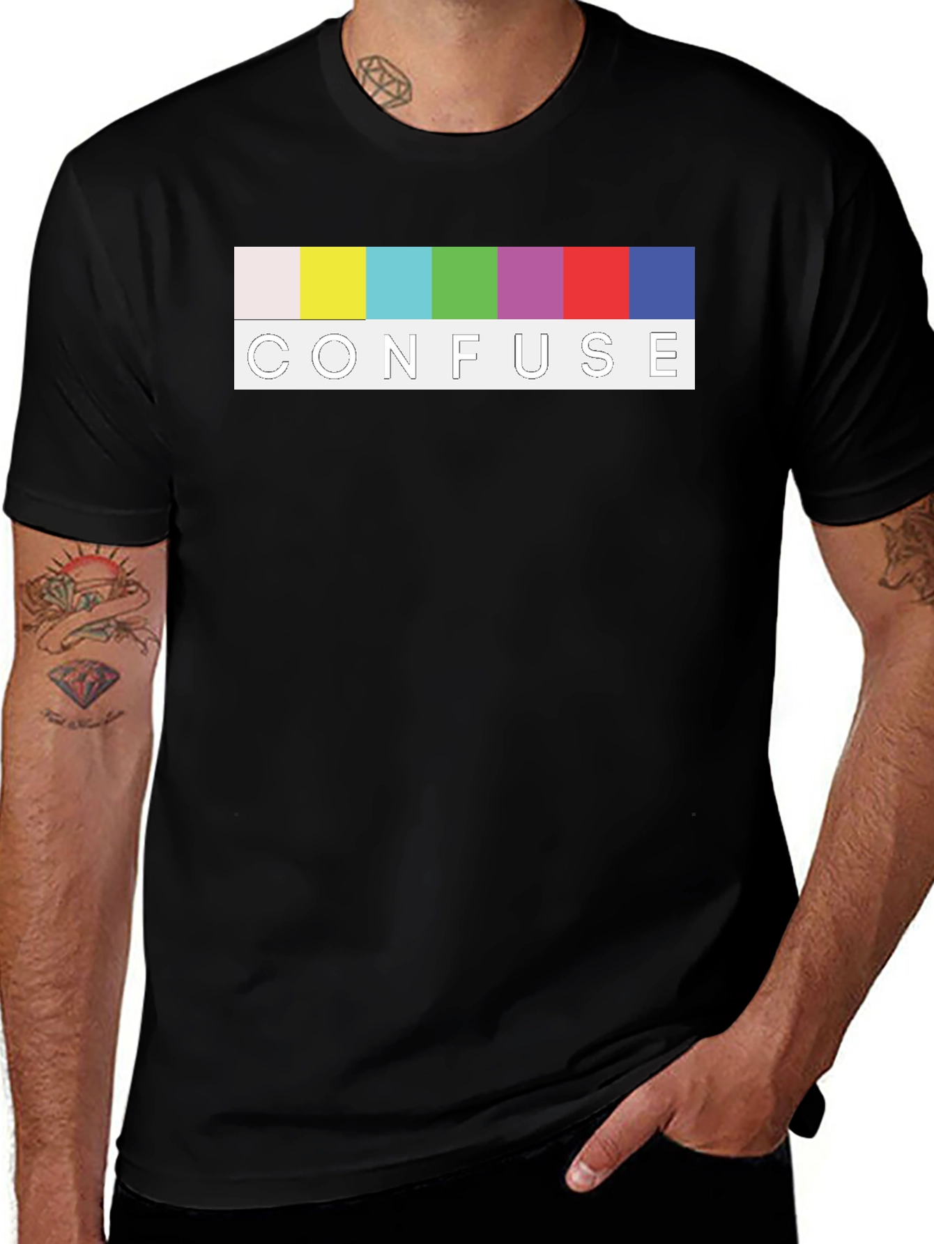 Confuse Color Bars T-Shirt - Fun Retro Style