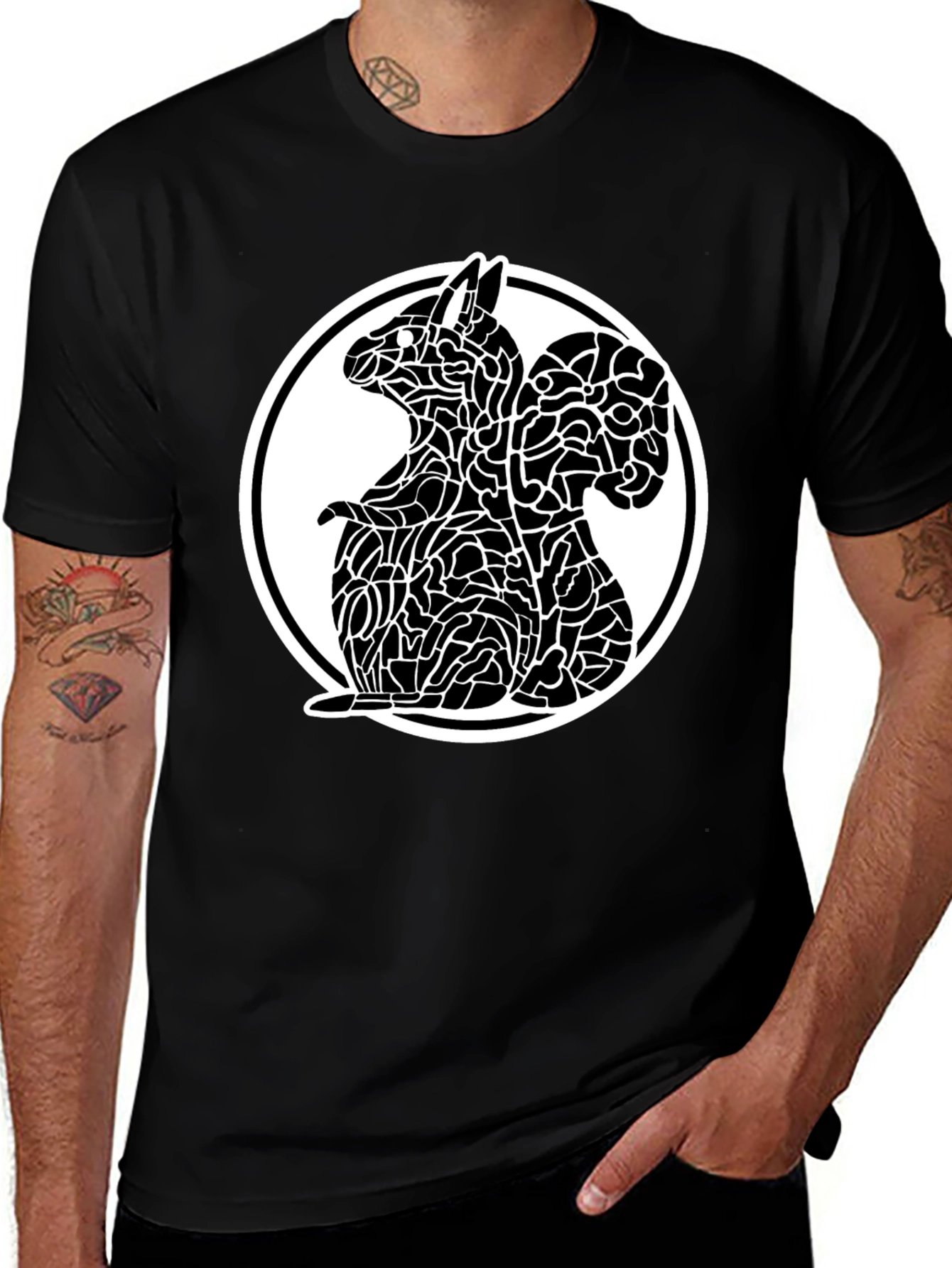 Variant 8 of Squirrel Graphic Black T-Shirt