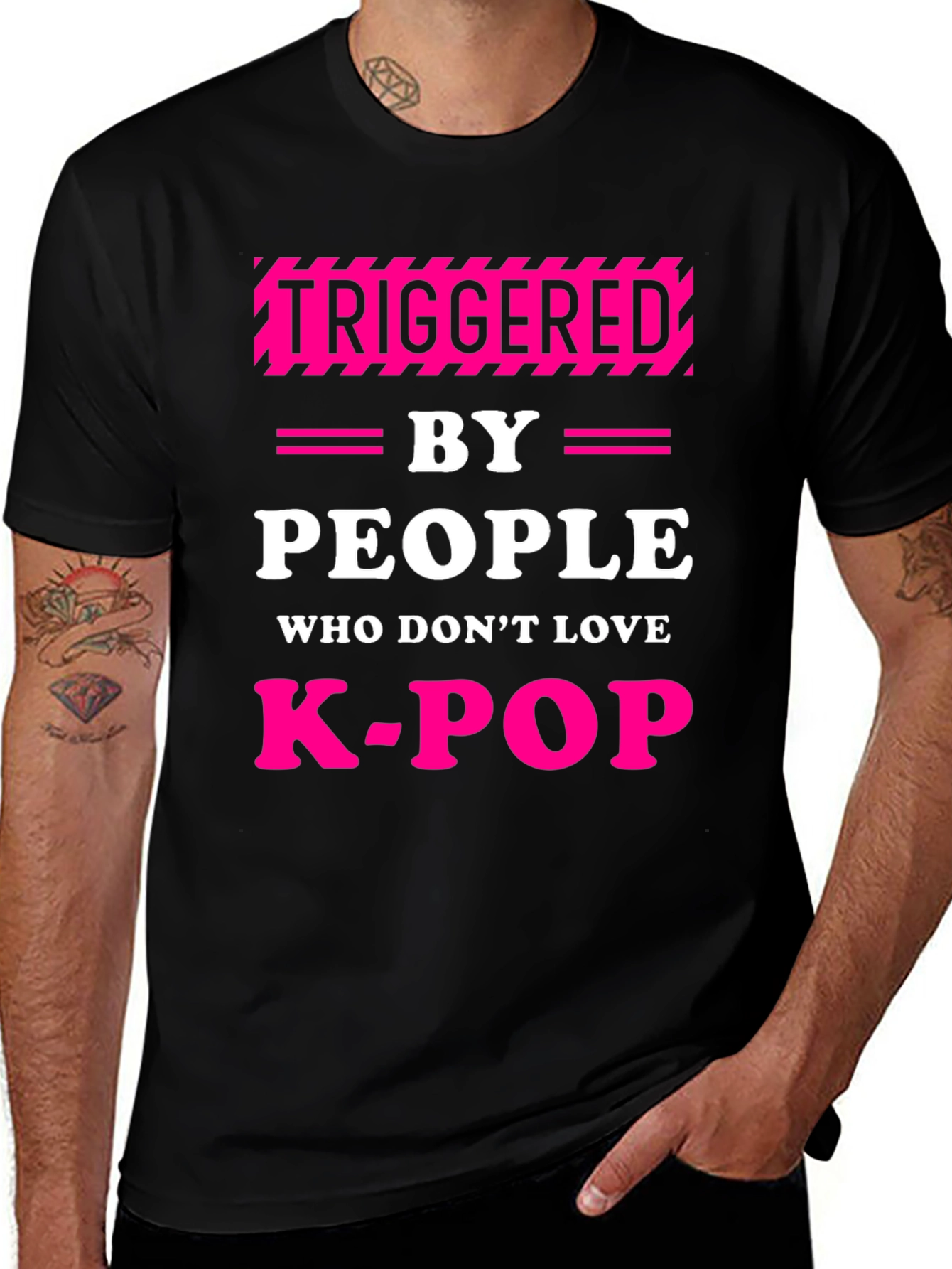Triggered By People Who Don't Love K-Pop Black T-Shirt