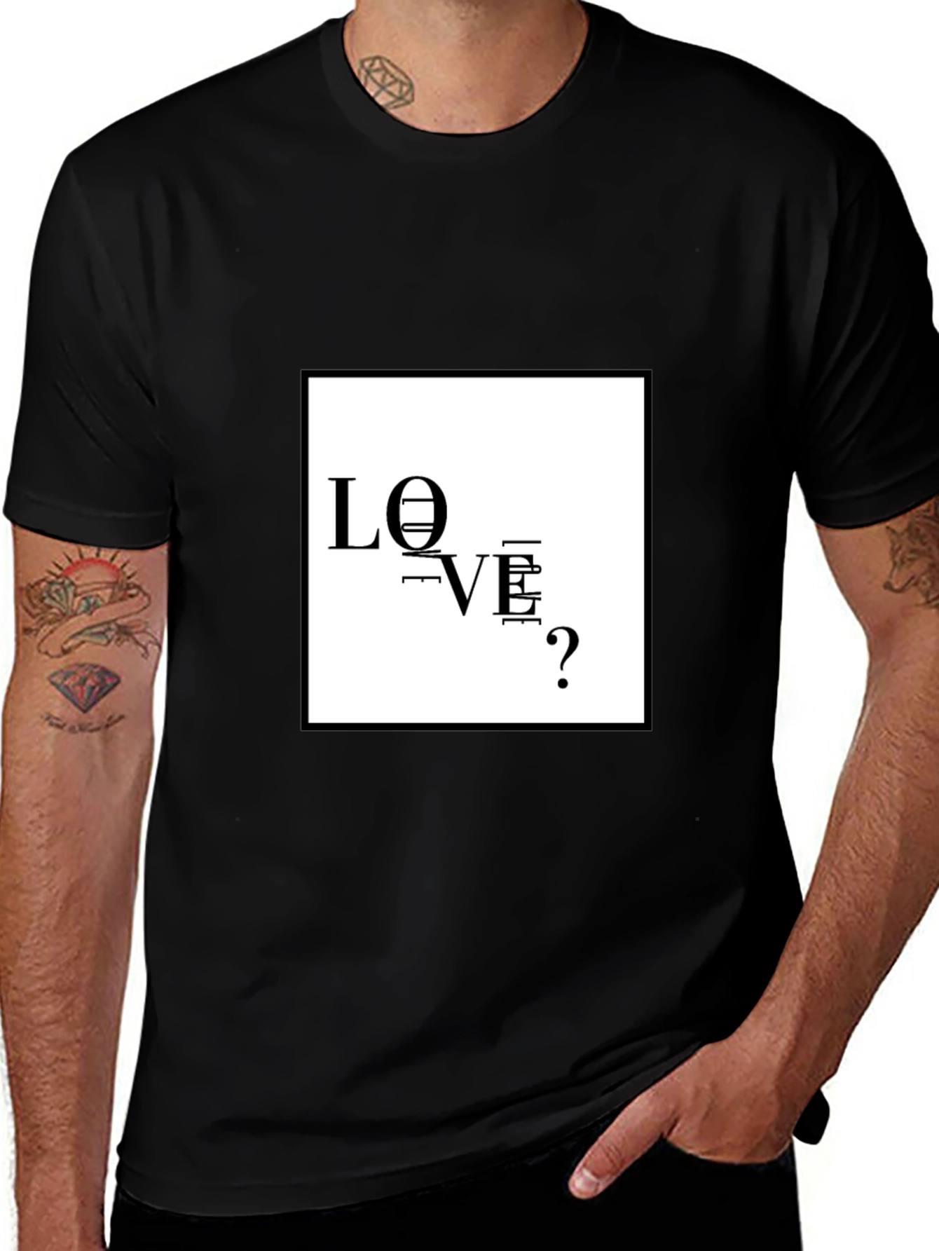 Variant 19 of Love Question Black T-Shirt - Modern Graphic Tee