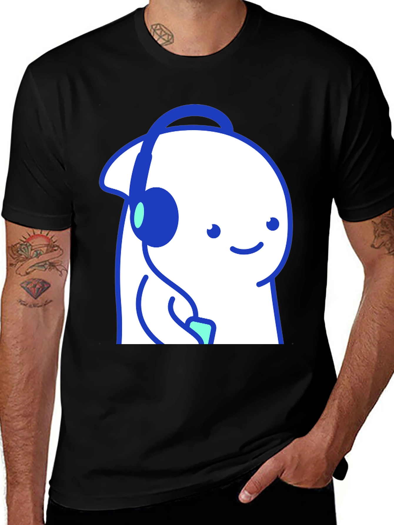 Variant 23 of Cute Bloop T-Shirt - Black Cotton Blend