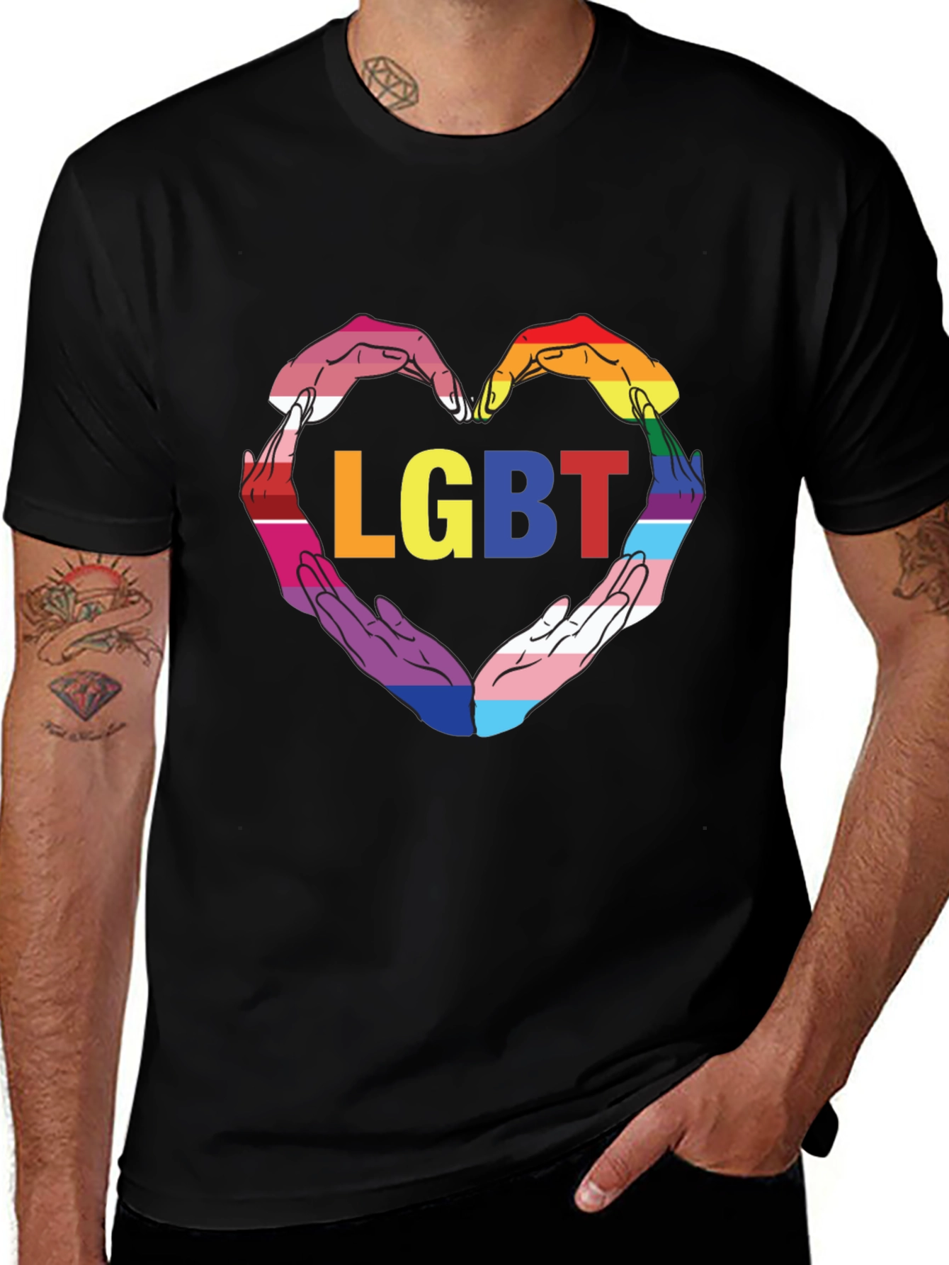 LGBT Pride Heart Hands Graphic Tee