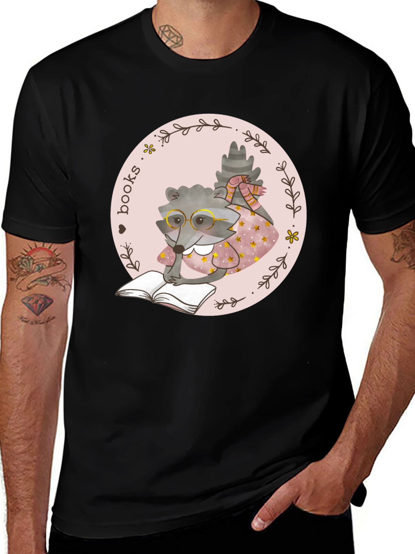 Variant 3 of Raccoon Reader Graphic T-Shirt