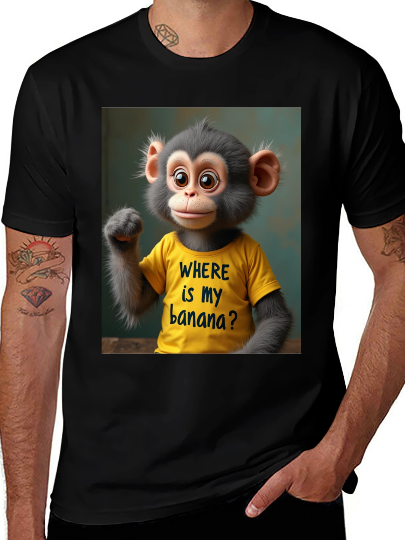 Variant 18 of Funny Monkey T-Shirt - "Where is my banana?" Tee