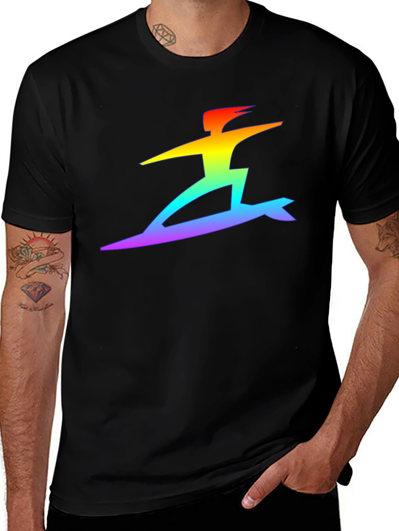 Variant 2 of Rainbow Surfer Graphic T-Shirt