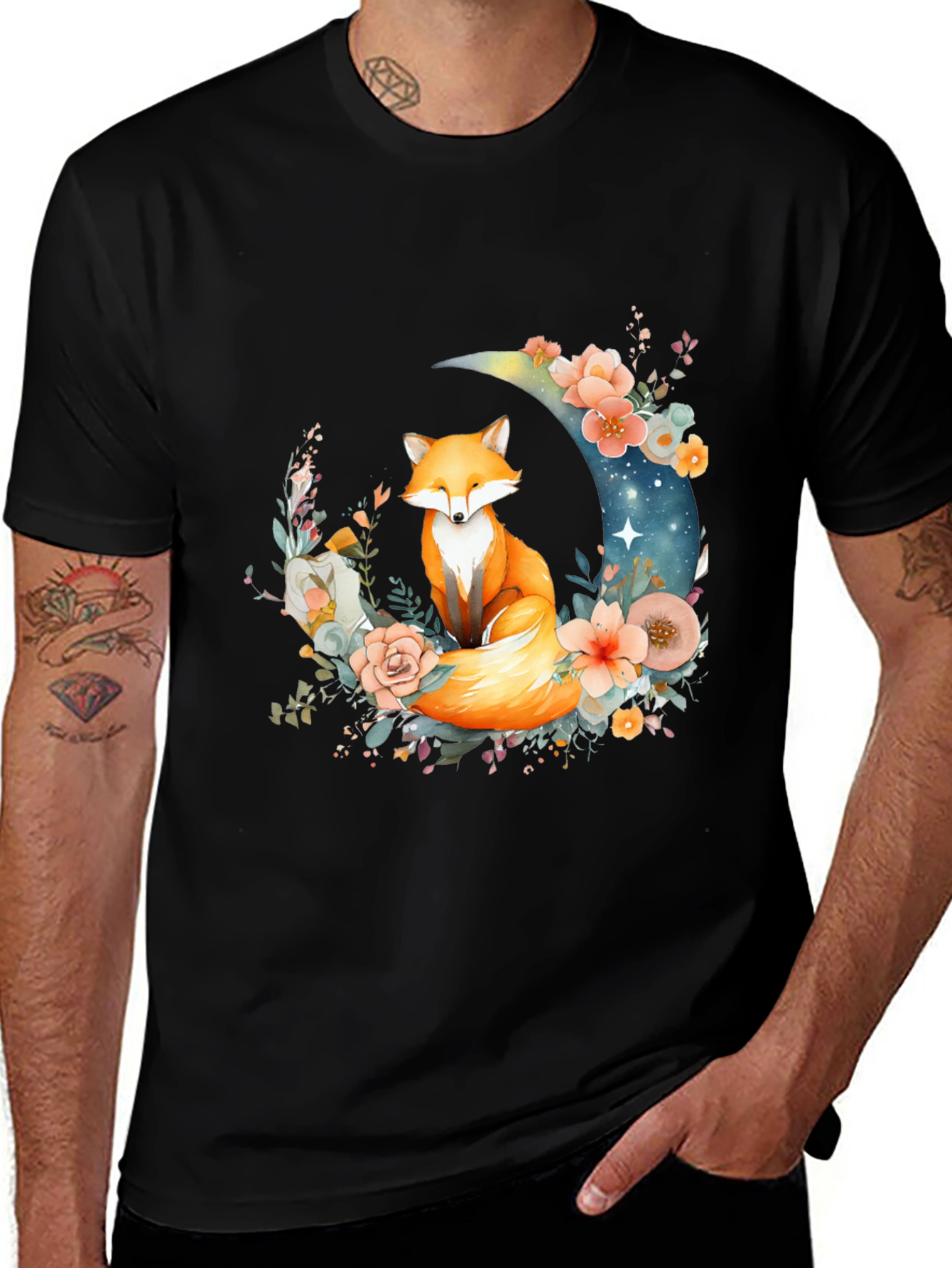 Variant 13 of Fox and Moon Graphic Tee - Stylish Unisex T-Shirt