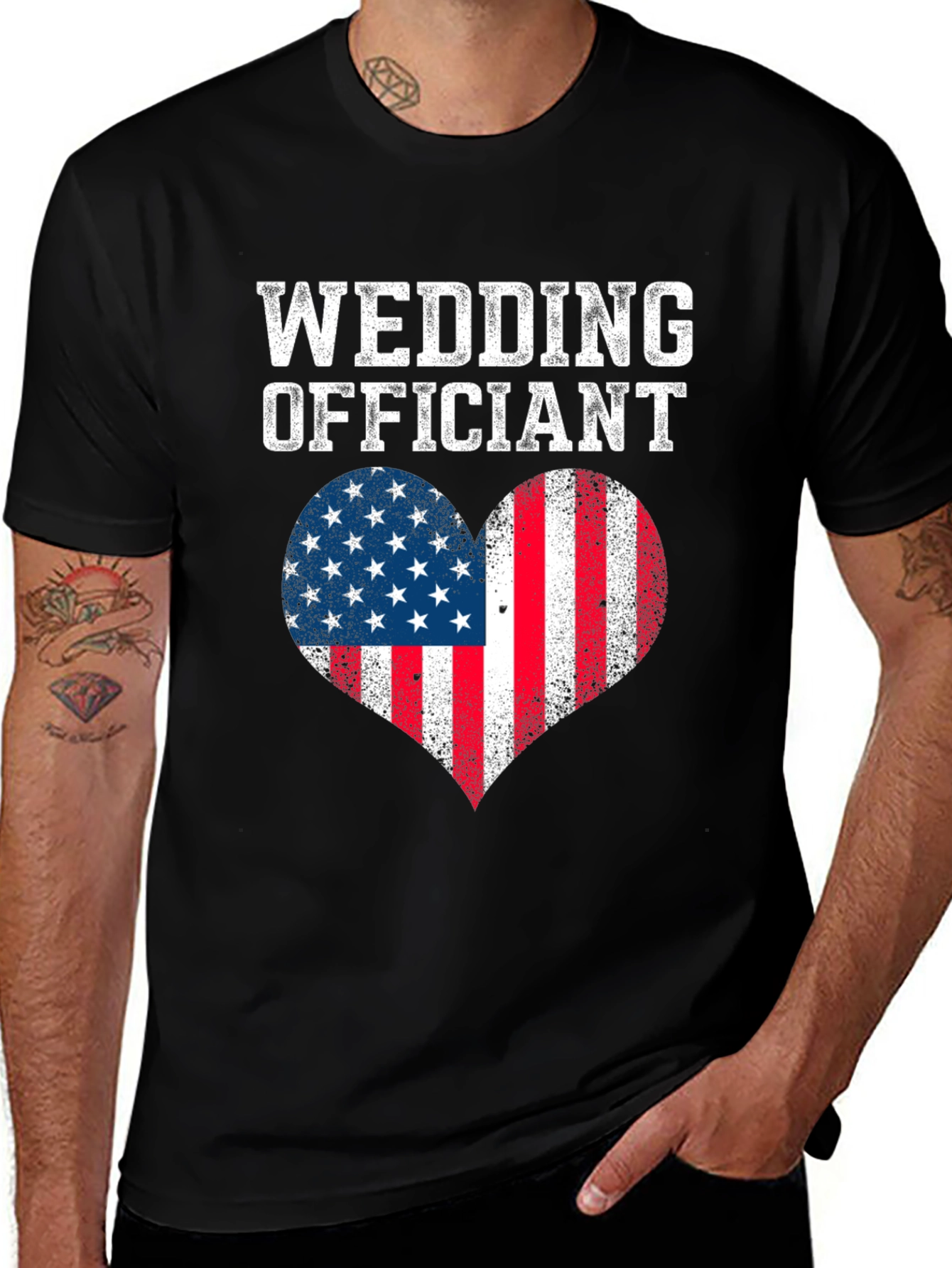 Wedding Officiant Patriotic Heart T-Shirt