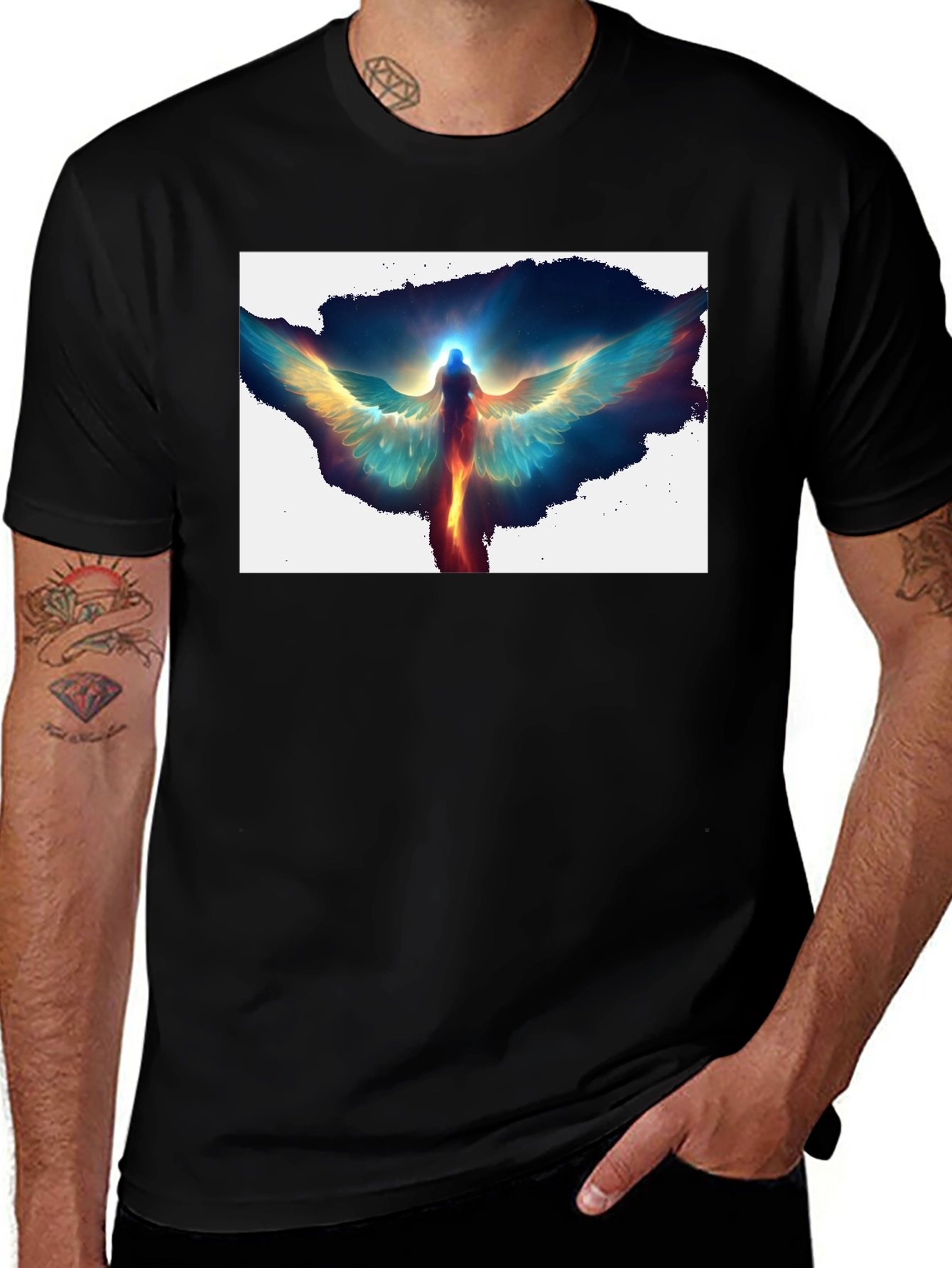 Variant 10 of Angel Wings Graphic Print Black T-Shirt