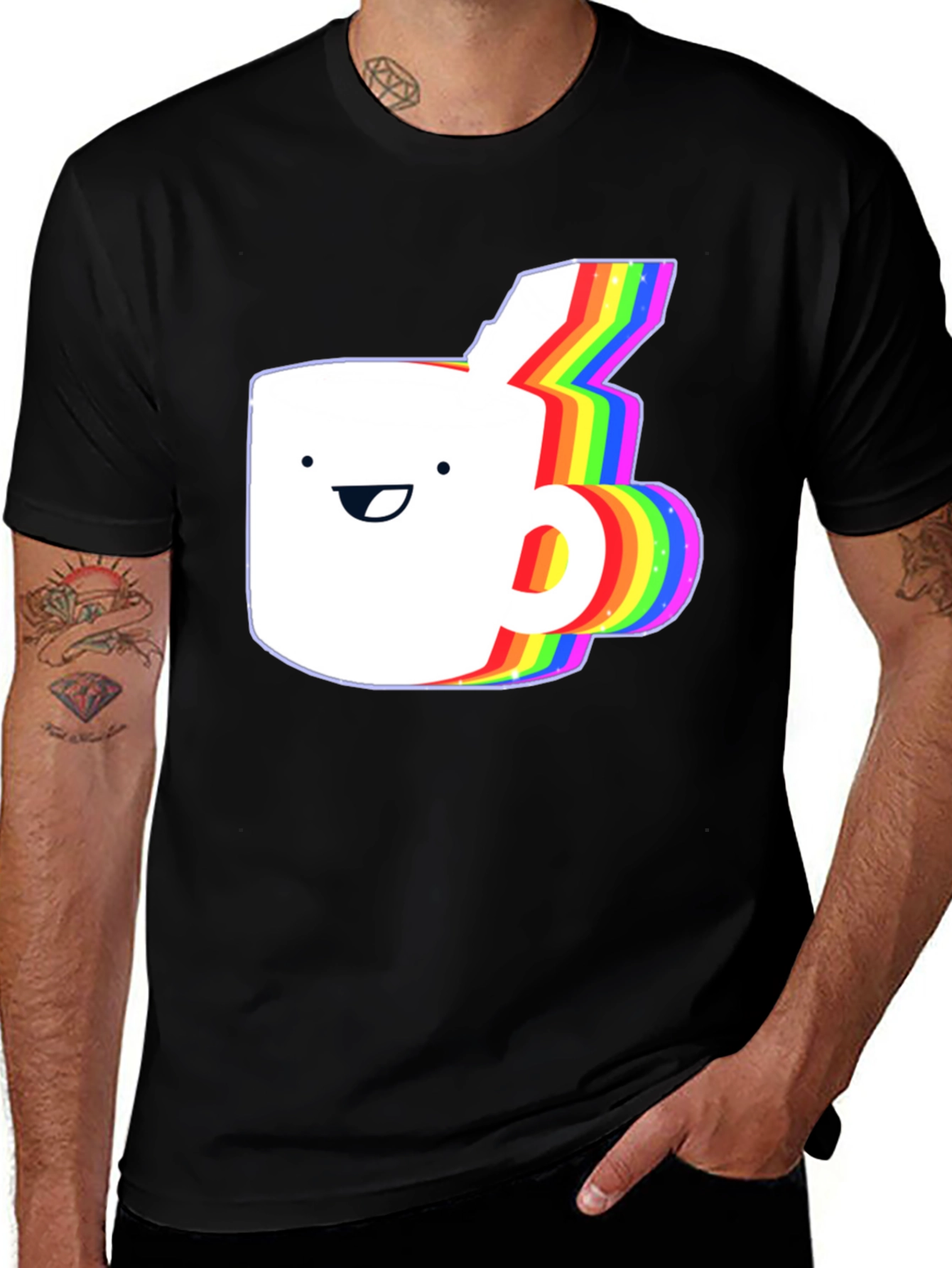 Rainbow Animated Coffee Mug Graphic T-Shirt