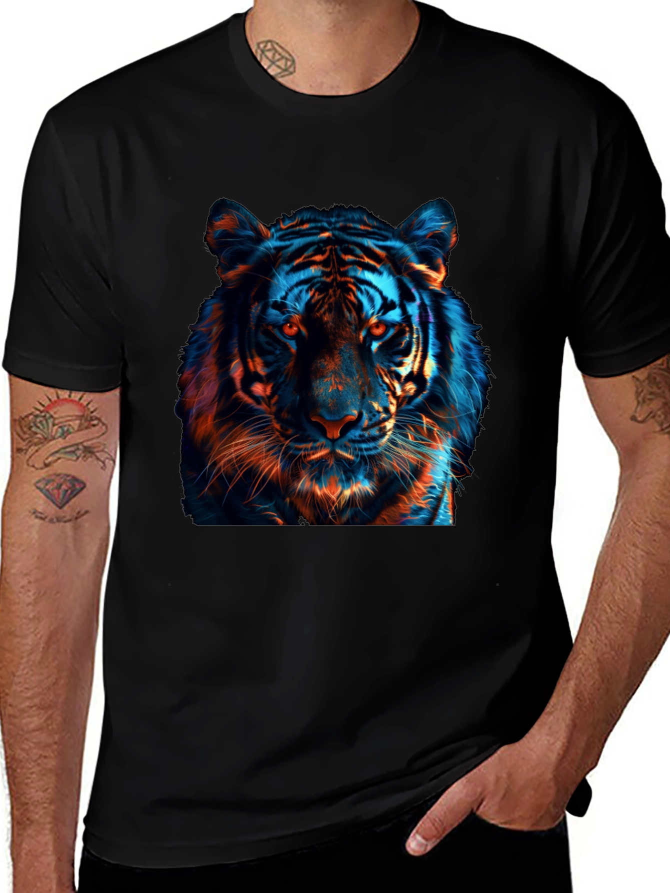 Variant 11 of Cool Tiger Graphic Print Black T-Shirt