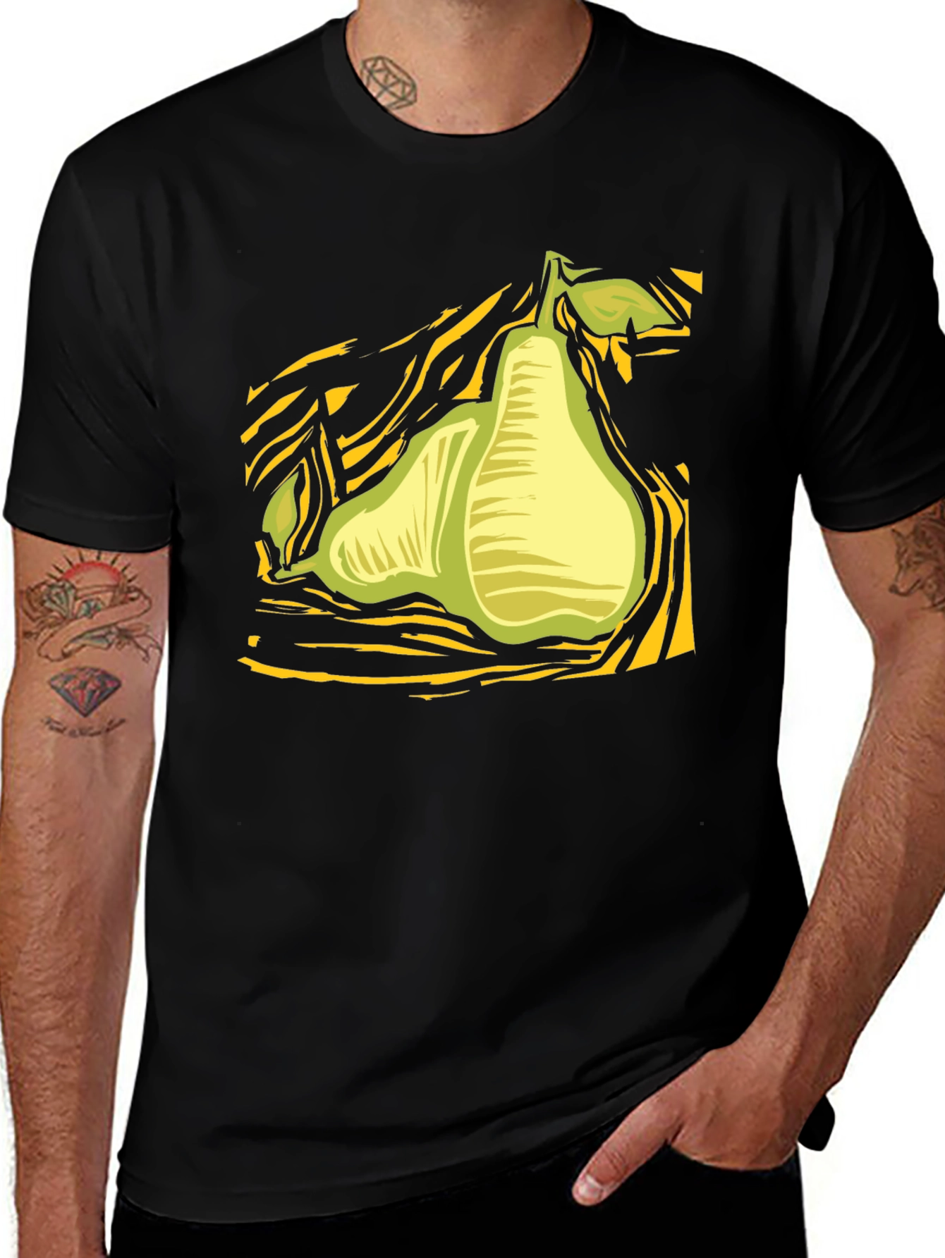 Variant 25 of Abstract Pear Graphic Black T-Shirt