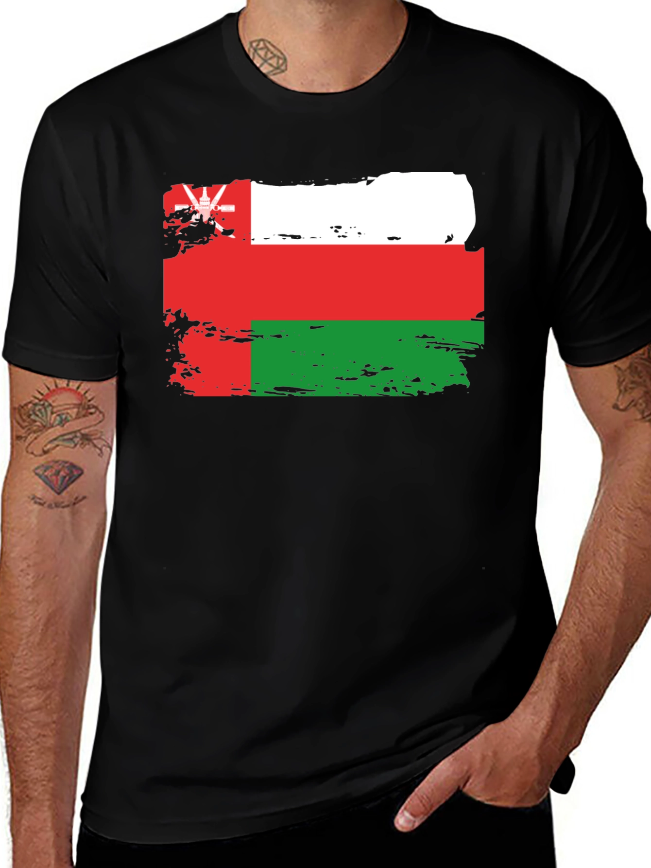 Oman Flag T-Shirt: Distressed Style Tee