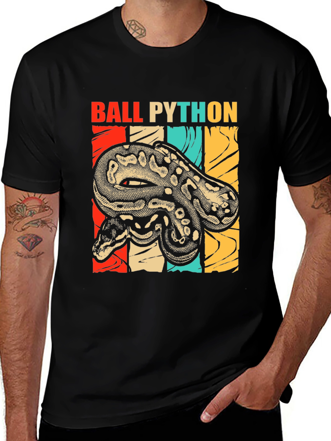 Ball Python Graphic Tee - Retro Snake Lover T-Shirt