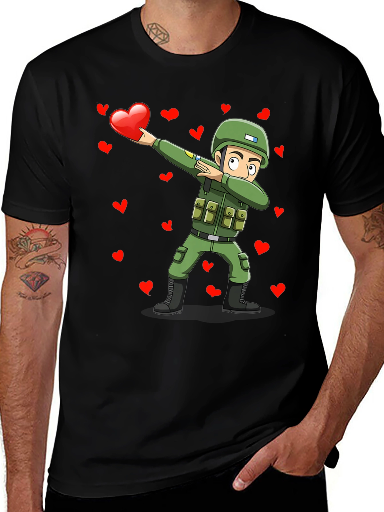 Variant 17 of Valentine's Day Soldier Dabbing Graphic T-Shirt