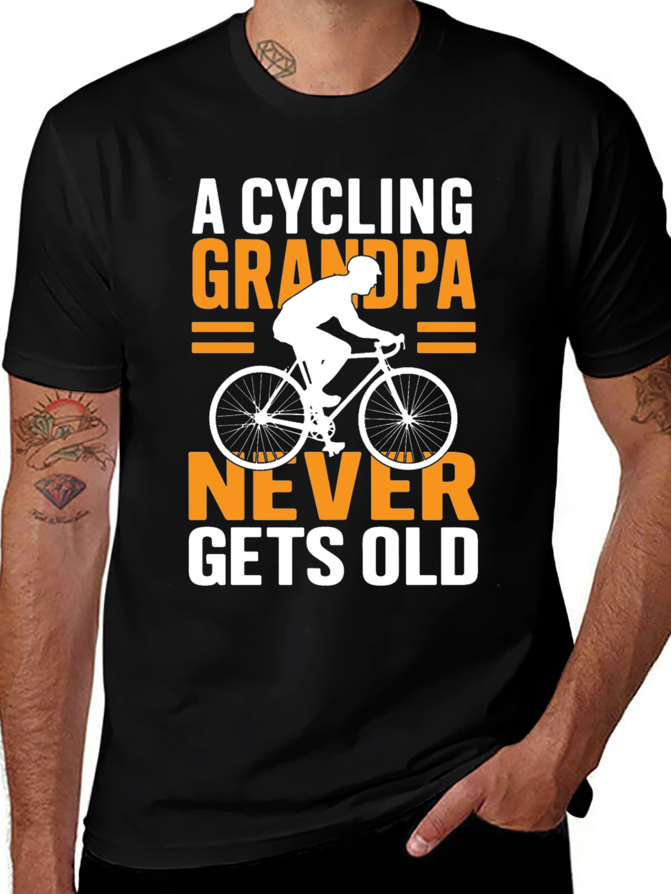 Variant 4 of Cycling Grandpa T-Shirt - Never Gets Old!