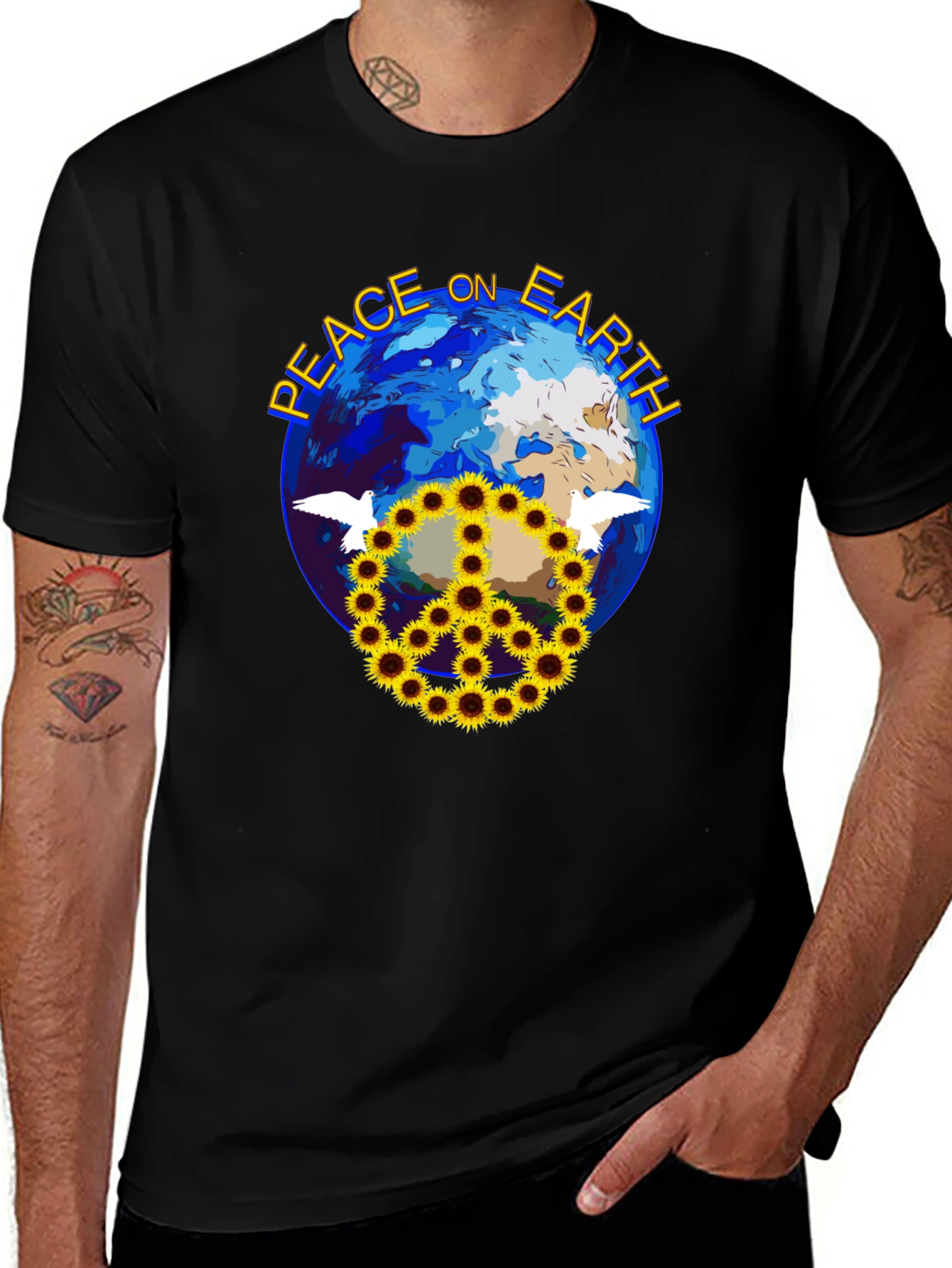 Variant 3 of Peace On Earth Sunflower Graphic T-Shirt