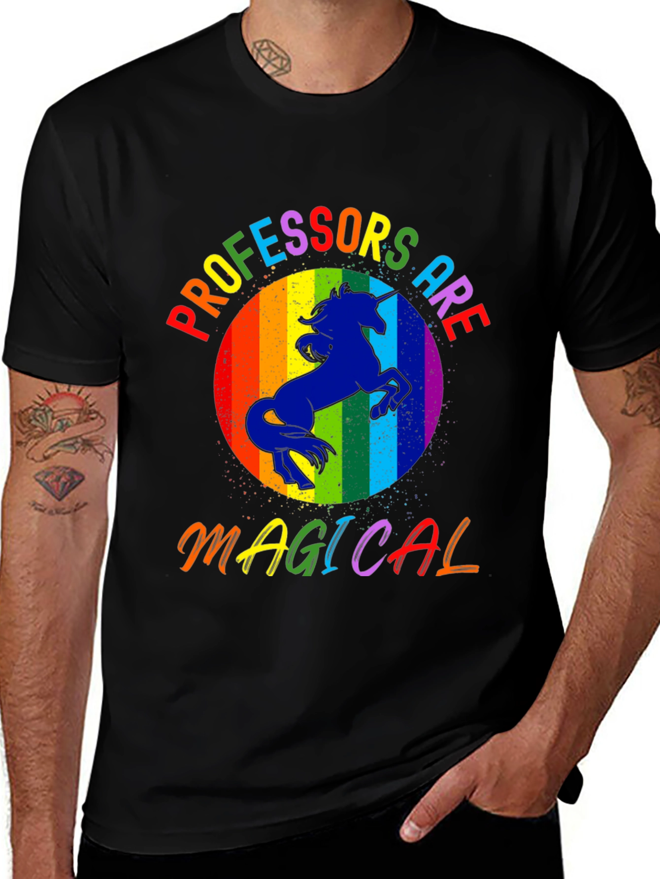 Variant 3 of Professors Are Magical T-Shirt - Rainbow Unicorn Design