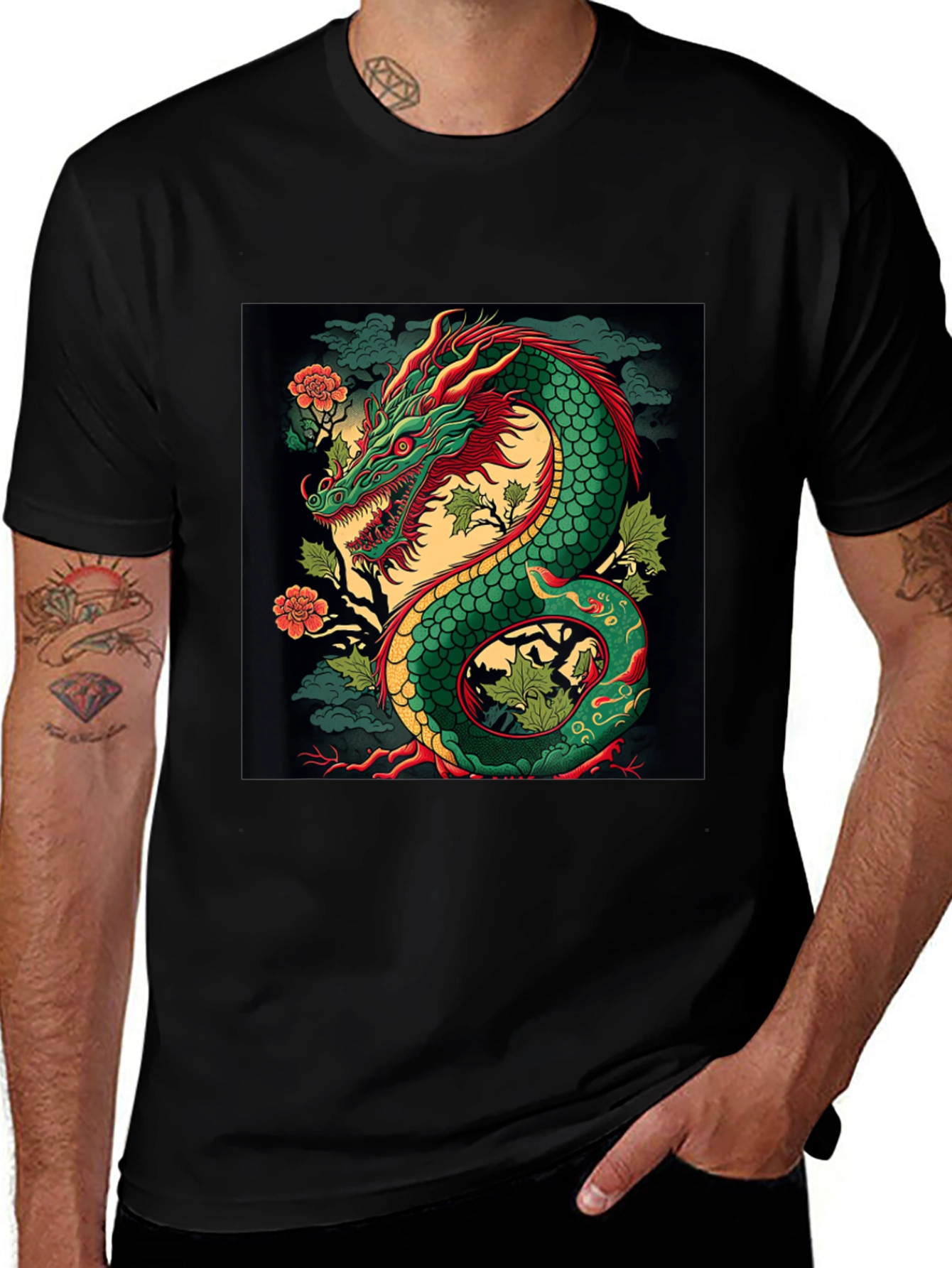 Variant 20 of Dragon Graphic Tee - Stylish Black T-Shirt