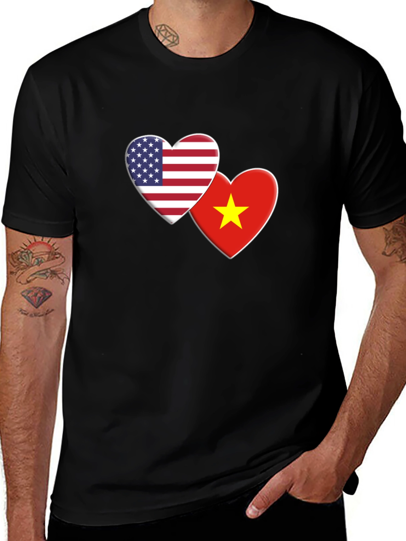 Variant 20 of USA & Vietnam Flag Heart Graphic Tee