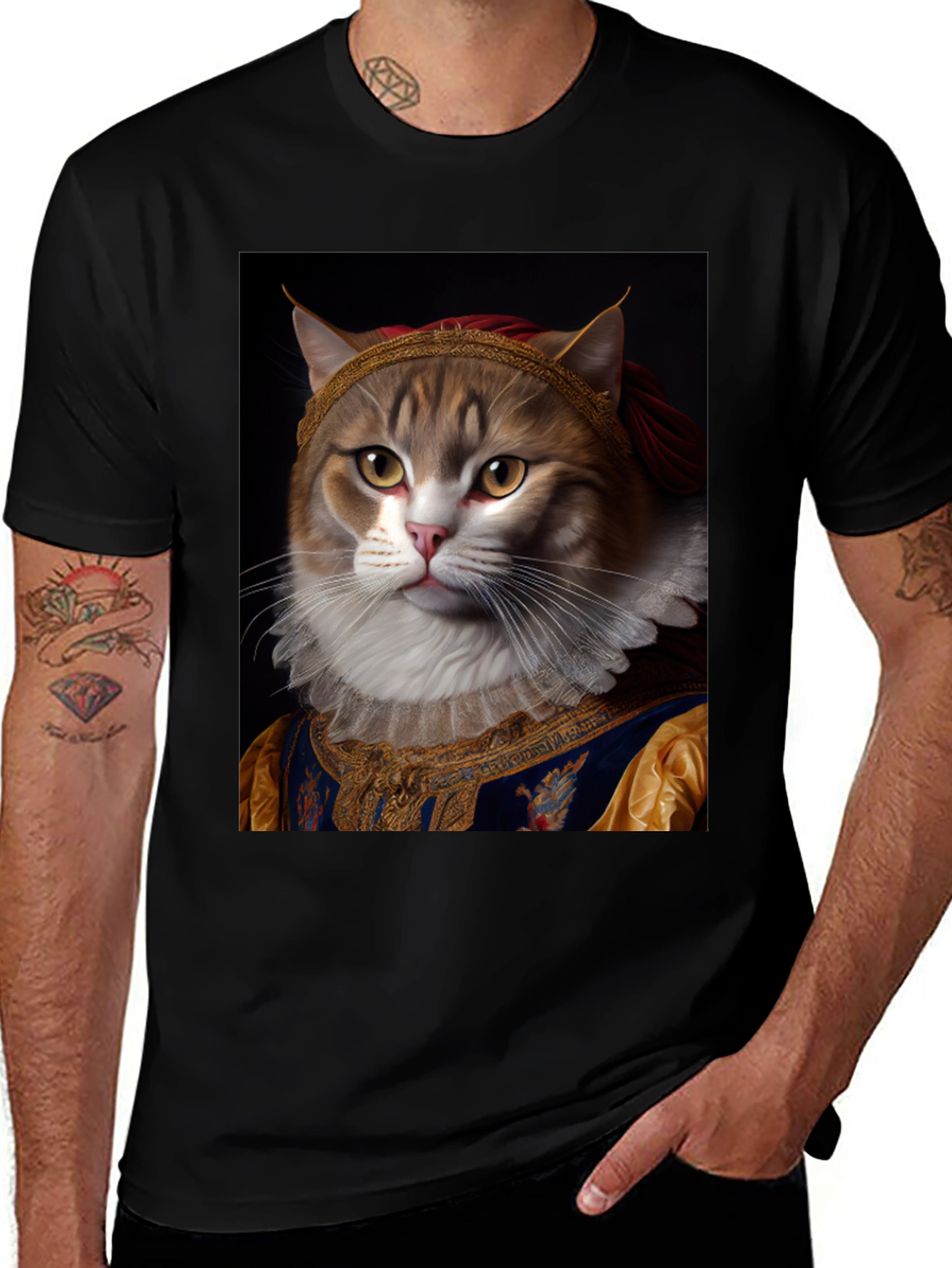 Variant 13 of Regal Cat Portrait T-Shirt - Unique Novelty Tee