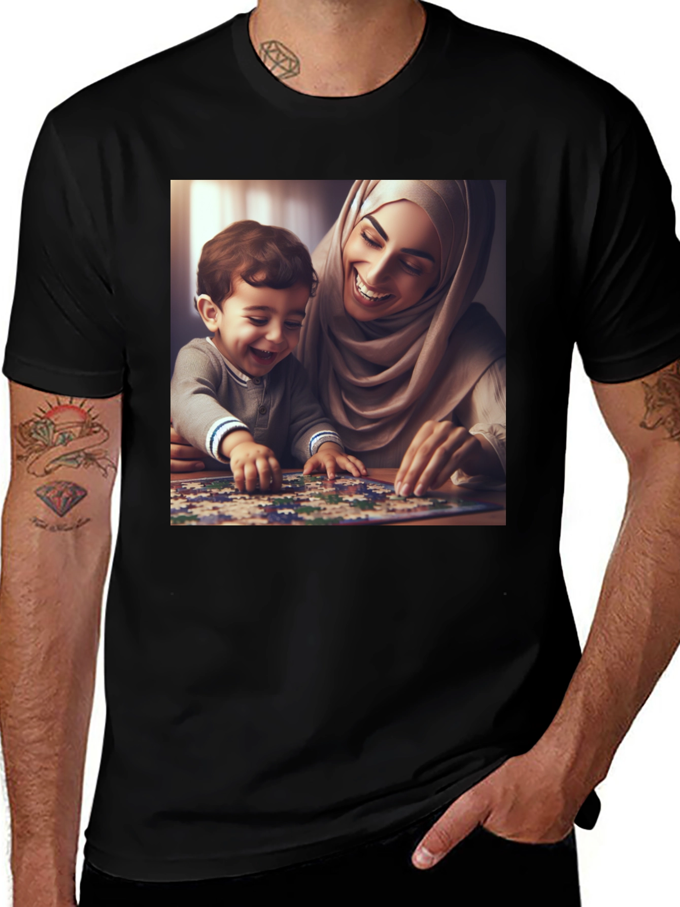 Variant 4 of Family Puzzle T-Shirt - Heartwarming Design