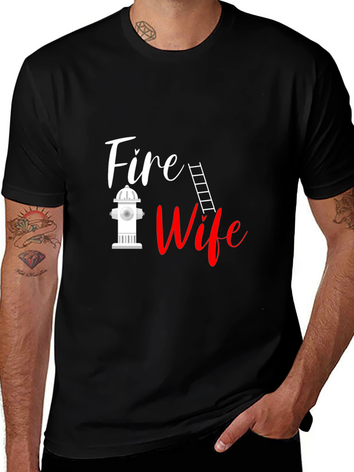 Variant 5 of Fire Wife Graphic Tee - Black Cotton Blend T-Shirt