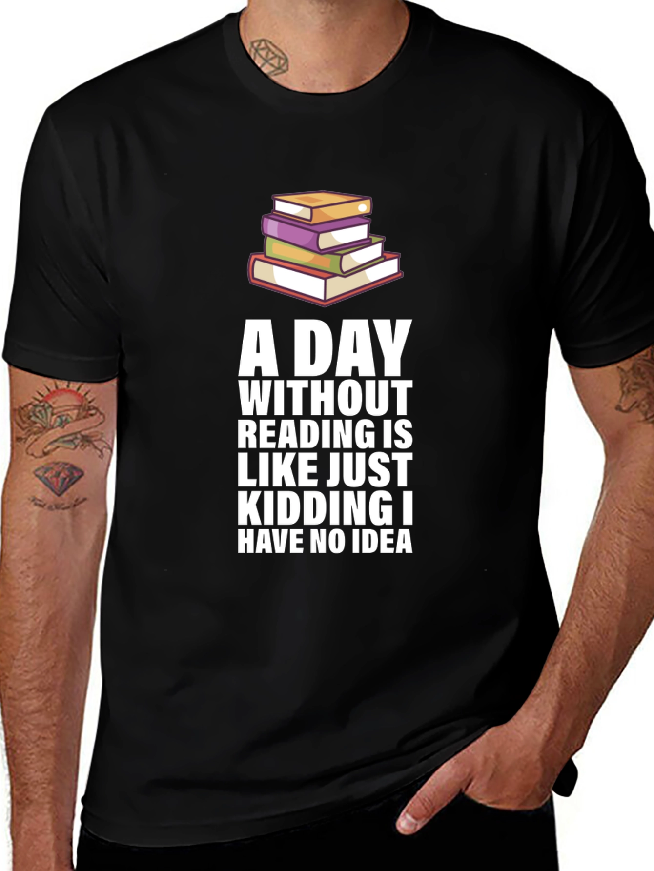 Variant 3 of Funny Reading Bookworm Graphic Novelty T-Shirt