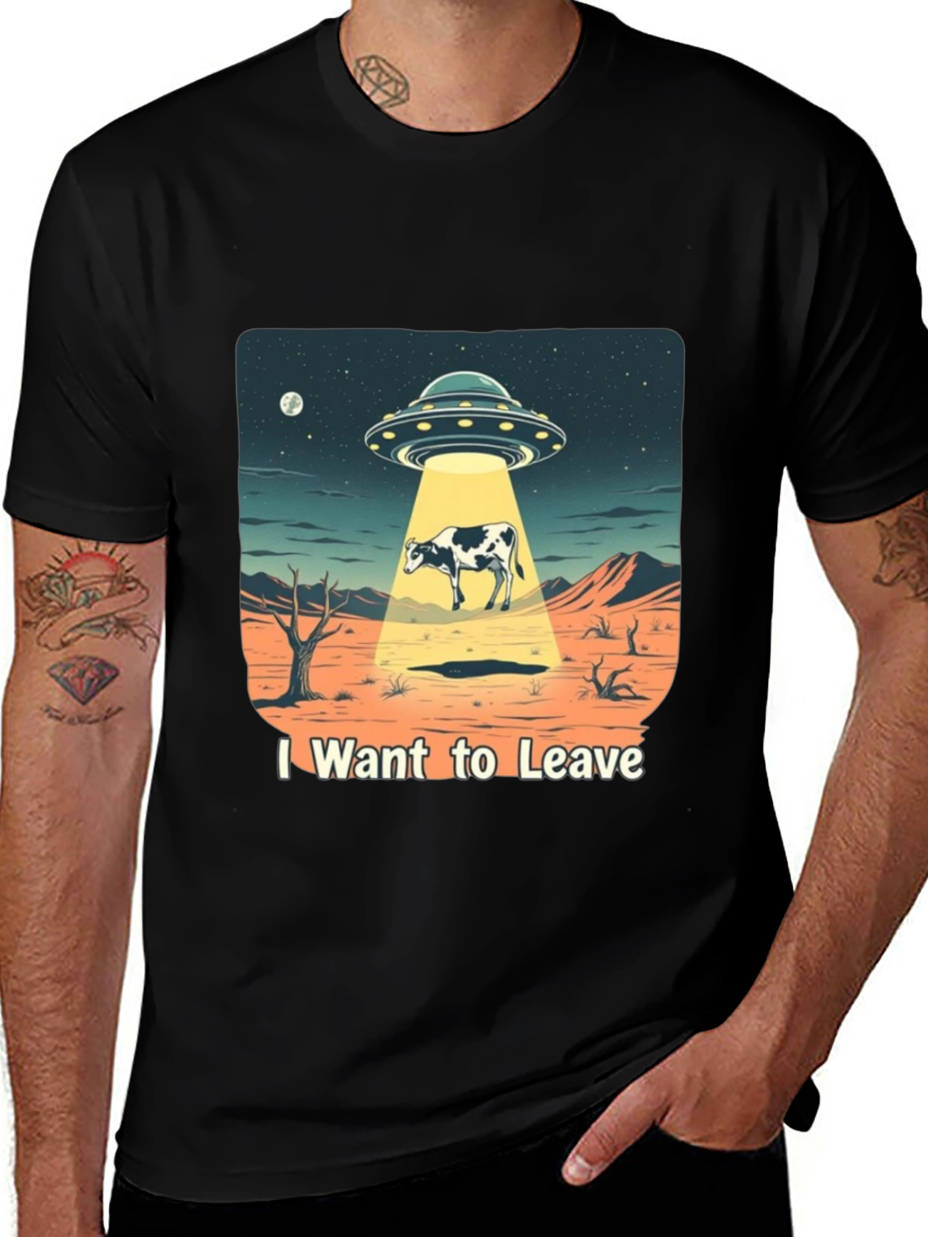 Variant 2 of I Want to Leave Alien Cow T-Shirt