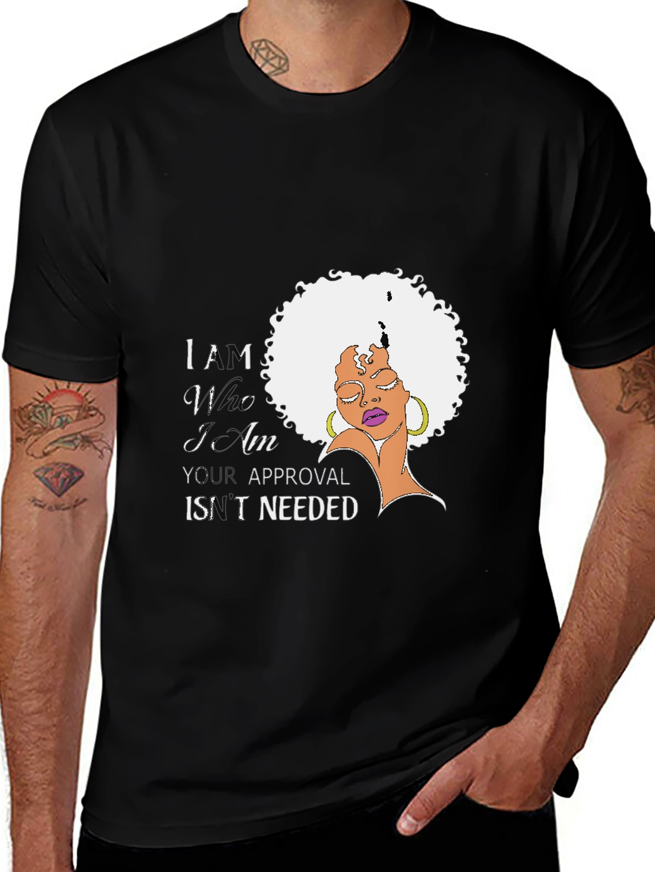 Black Confidence Black T-Shirt - Afro Woman Empowerment main image