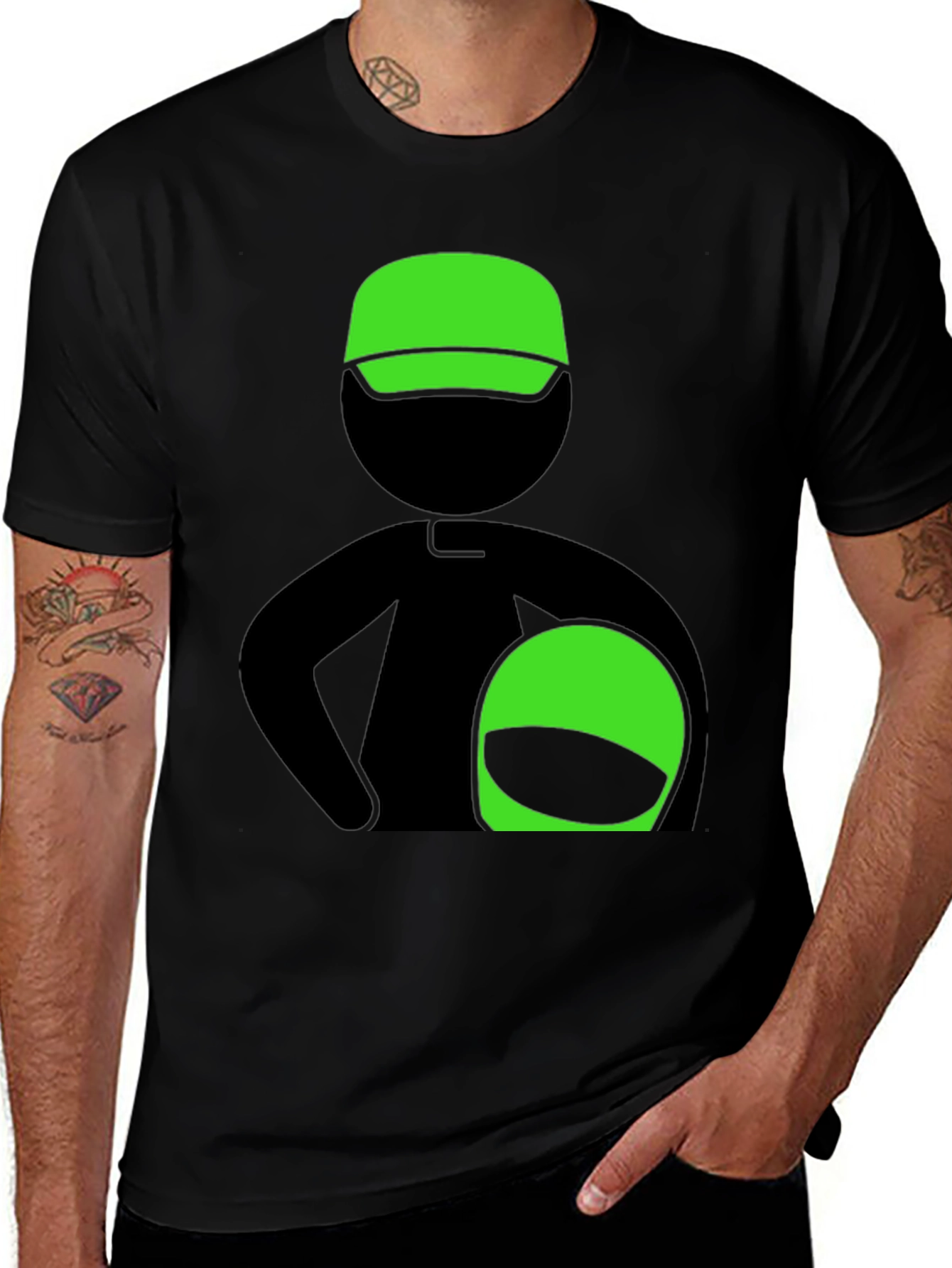 Variant 10 of Ninja Stick Figure Graphic Tee - Black