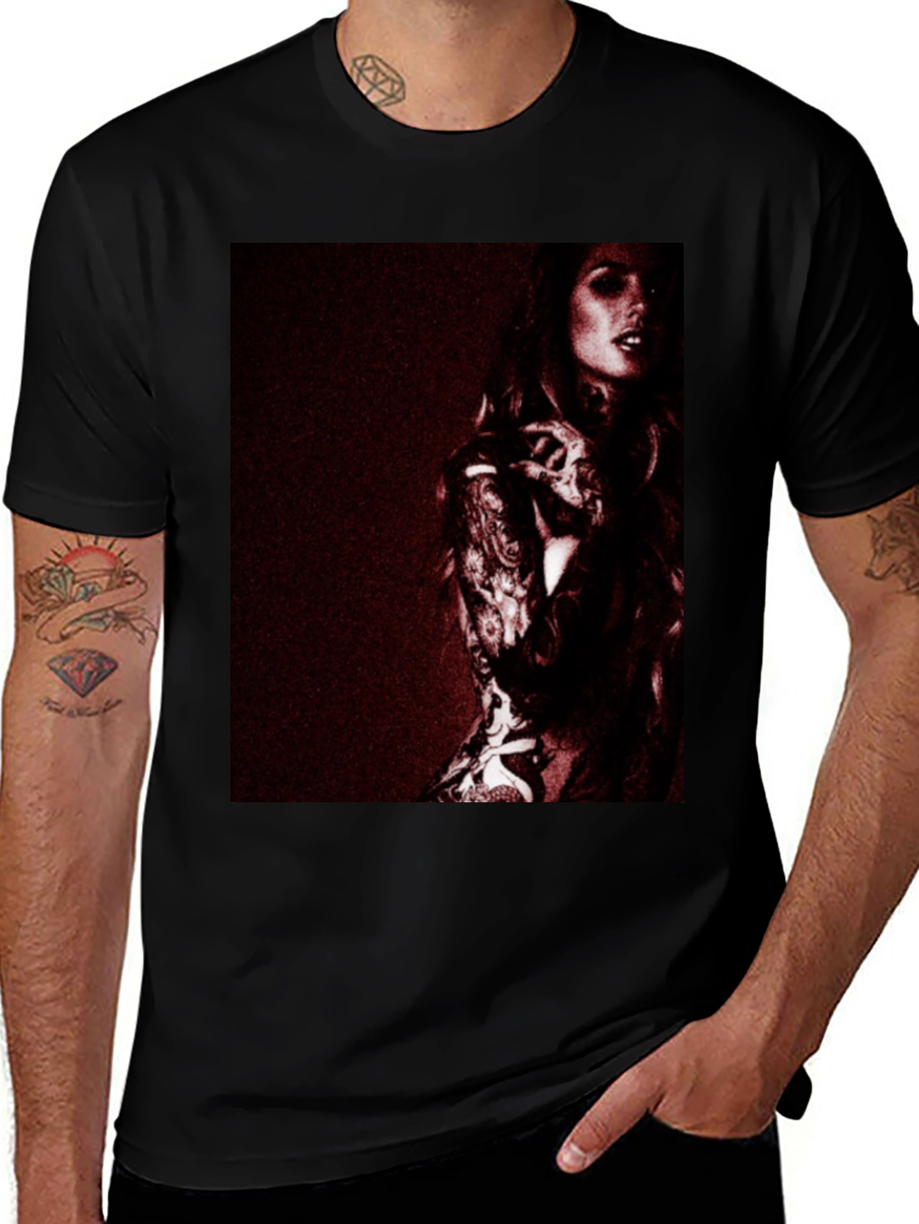 Variant 16 of Tattooed Woman Graphic Black T-Shirt