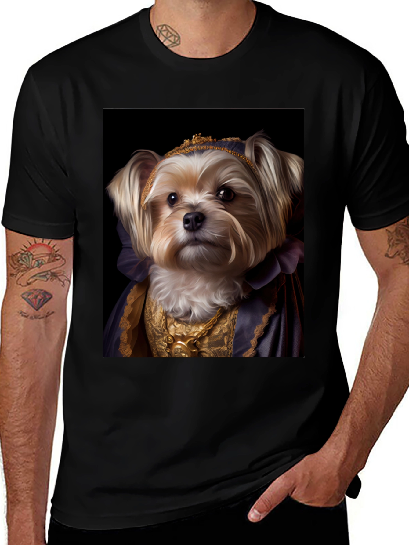 Dog Queen Graphic Tee - Regal Canine Portrait T-Shirt