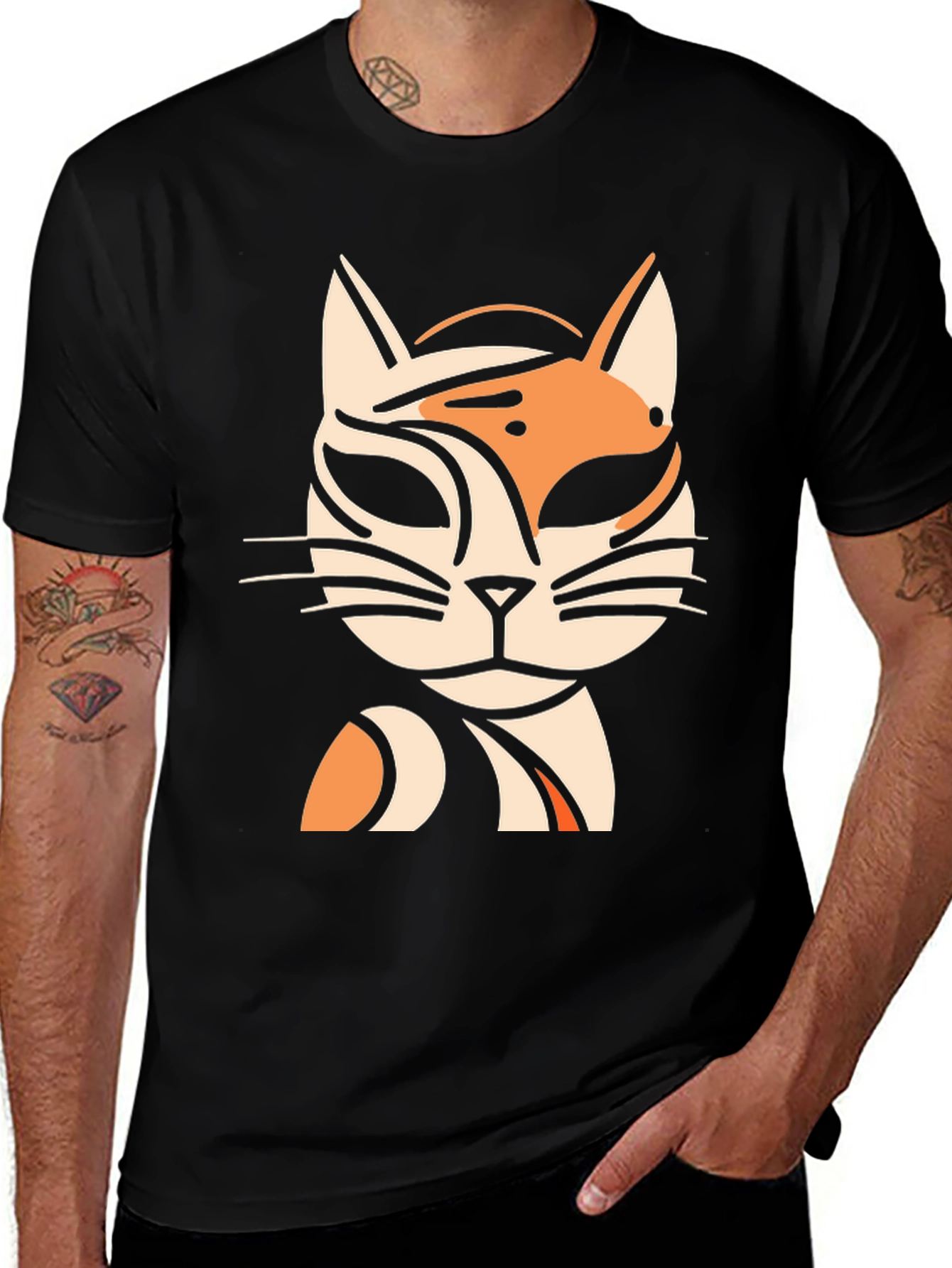 Variant 6 of Abstract Cat Graphic Tee - Modern Style