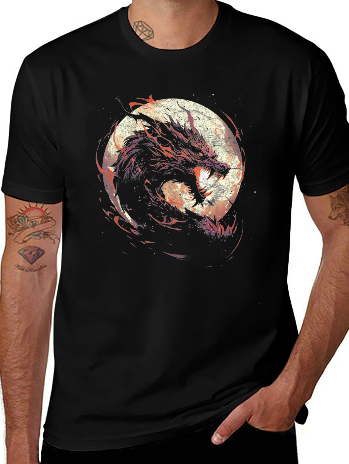 Variant 28 of Dragon Moon Graphic Tee - Black